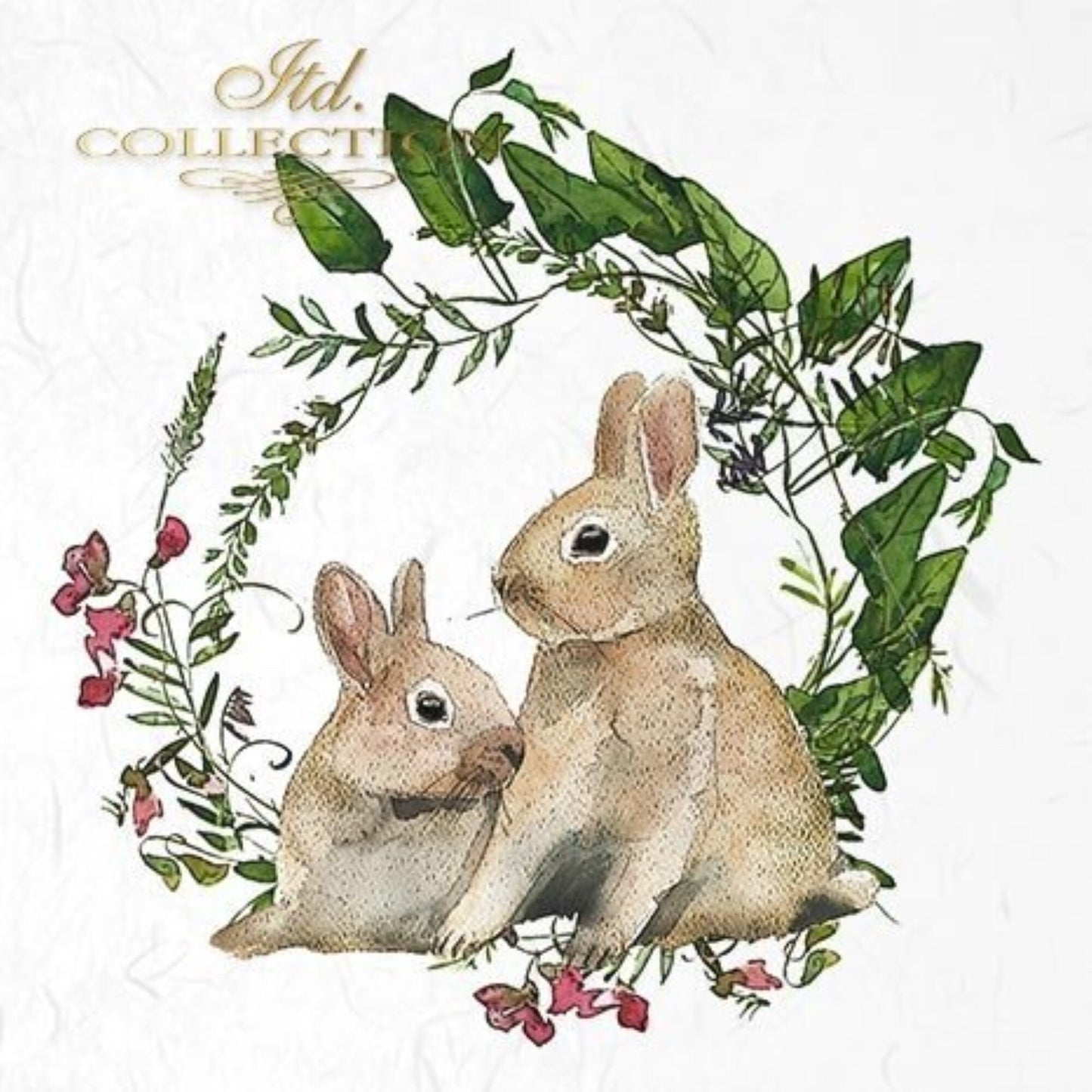 ITD Collection Rice Paper Mini Set for Decoupage RSM038, 6 sheets of rice paper 14,8x14,8 cm, bunny, chic, Easter Rounds, Wreaths