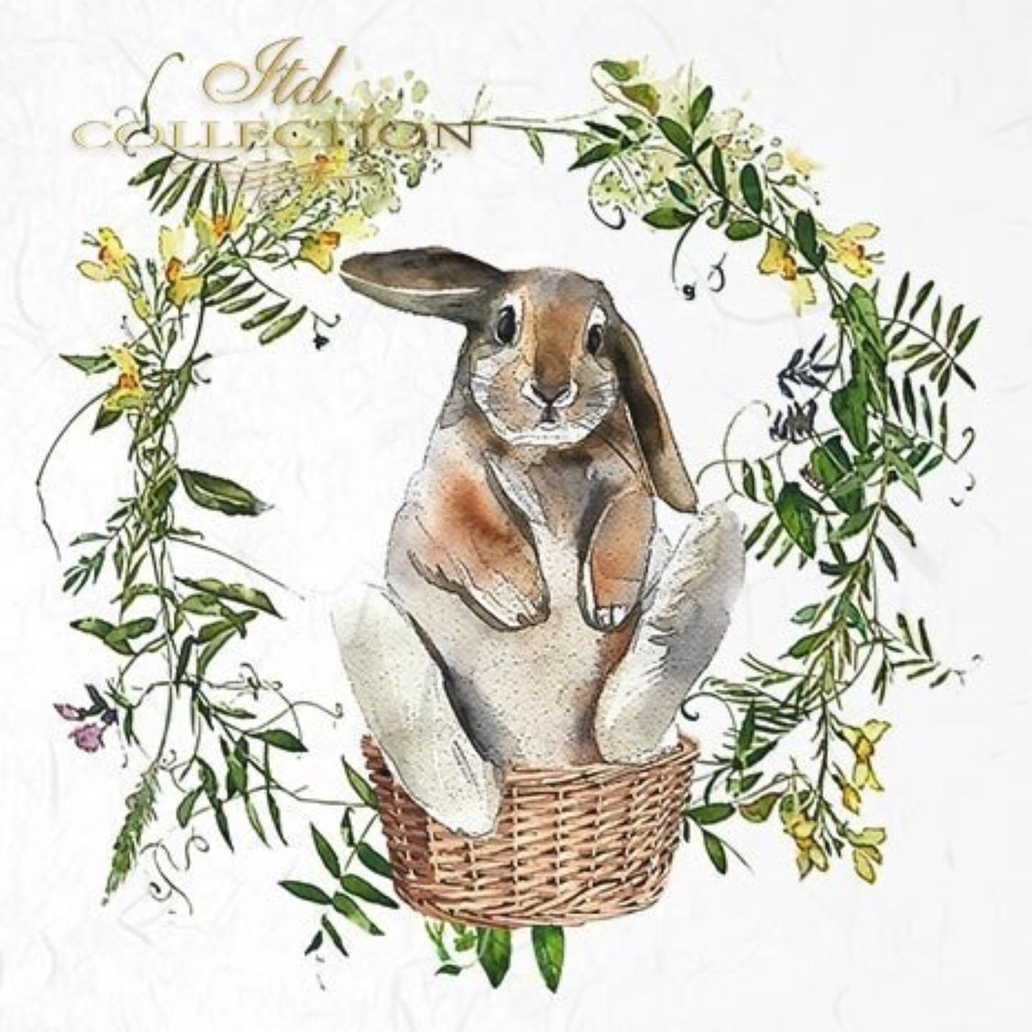 ITD Collection Rice Paper Mini Set for Decoupage RSM038, 6 sheets of rice paper 14,8x14,8 cm, bunny, chic, Easter Rounds, Wreaths