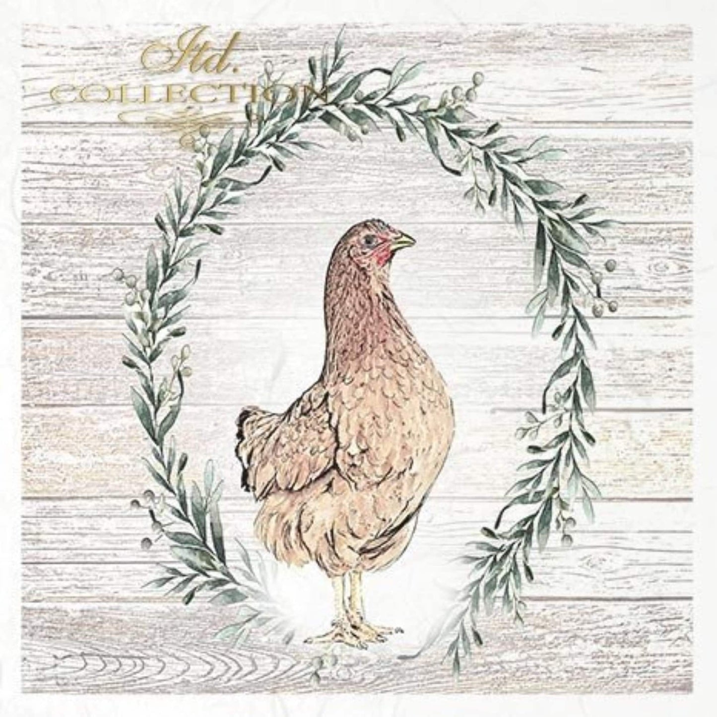 ITD Collection Rice Paper Mini Set for Decoupage RSM056, 6 sheets of rice paper 14,8x14,8 cm, hens and roosters, Wreaths, Farm Animals