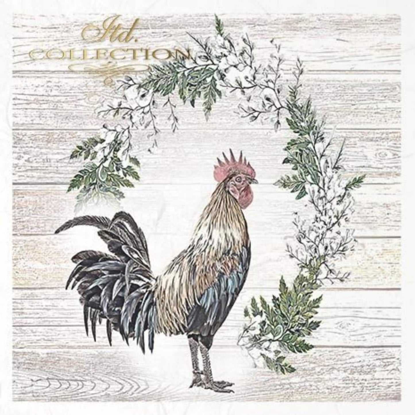 ITD Collection Rice Paper Mini Set for Decoupage RSM056, 6 sheets of rice paper 14,8x14,8 cm, hens and roosters, Wreaths, Farm Animals