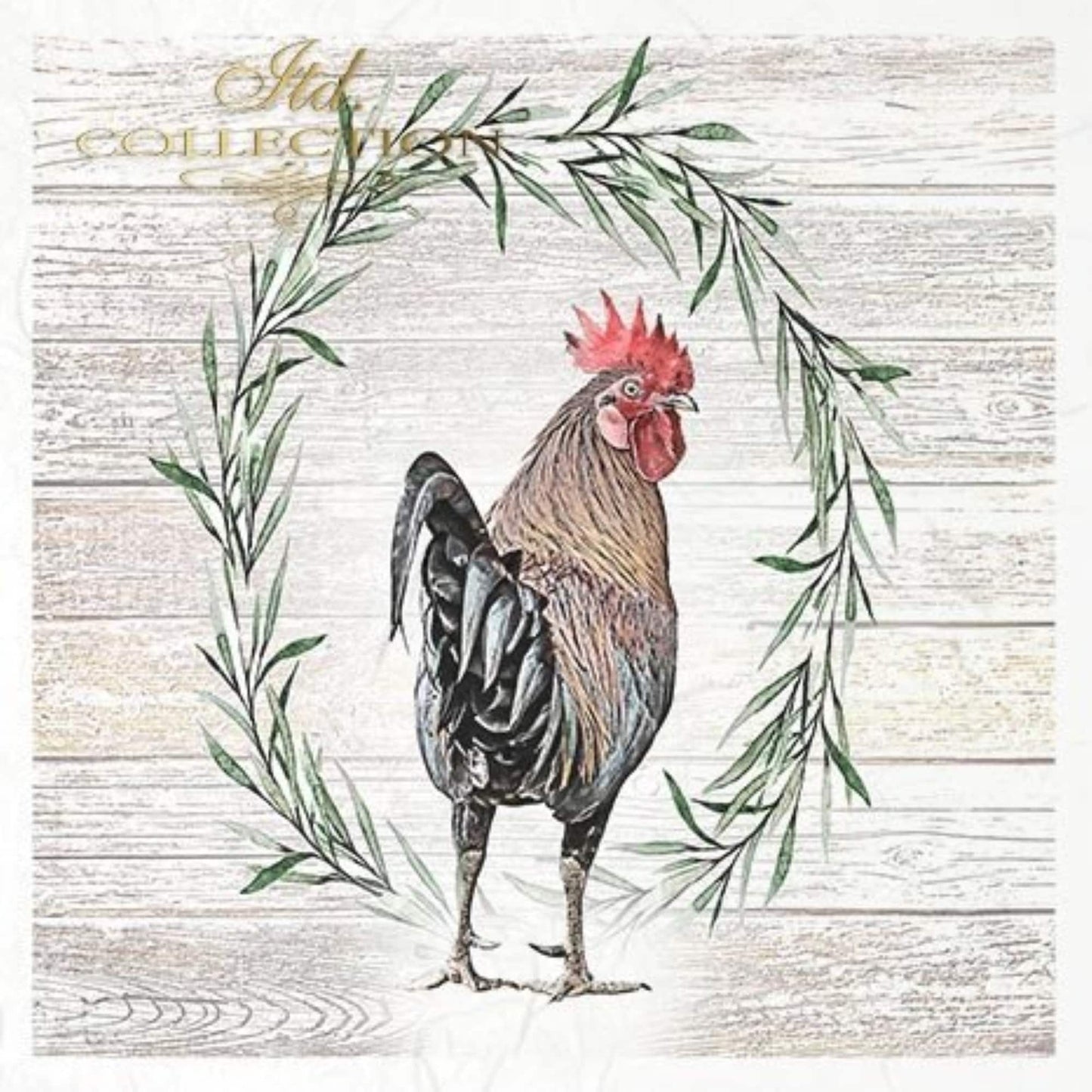 ITD Collection Rice Paper Mini Set for Decoupage RSM056, 6 sheets of rice paper 14,8x14,8 cm, hens and roosters, Wreaths, Farm Animals