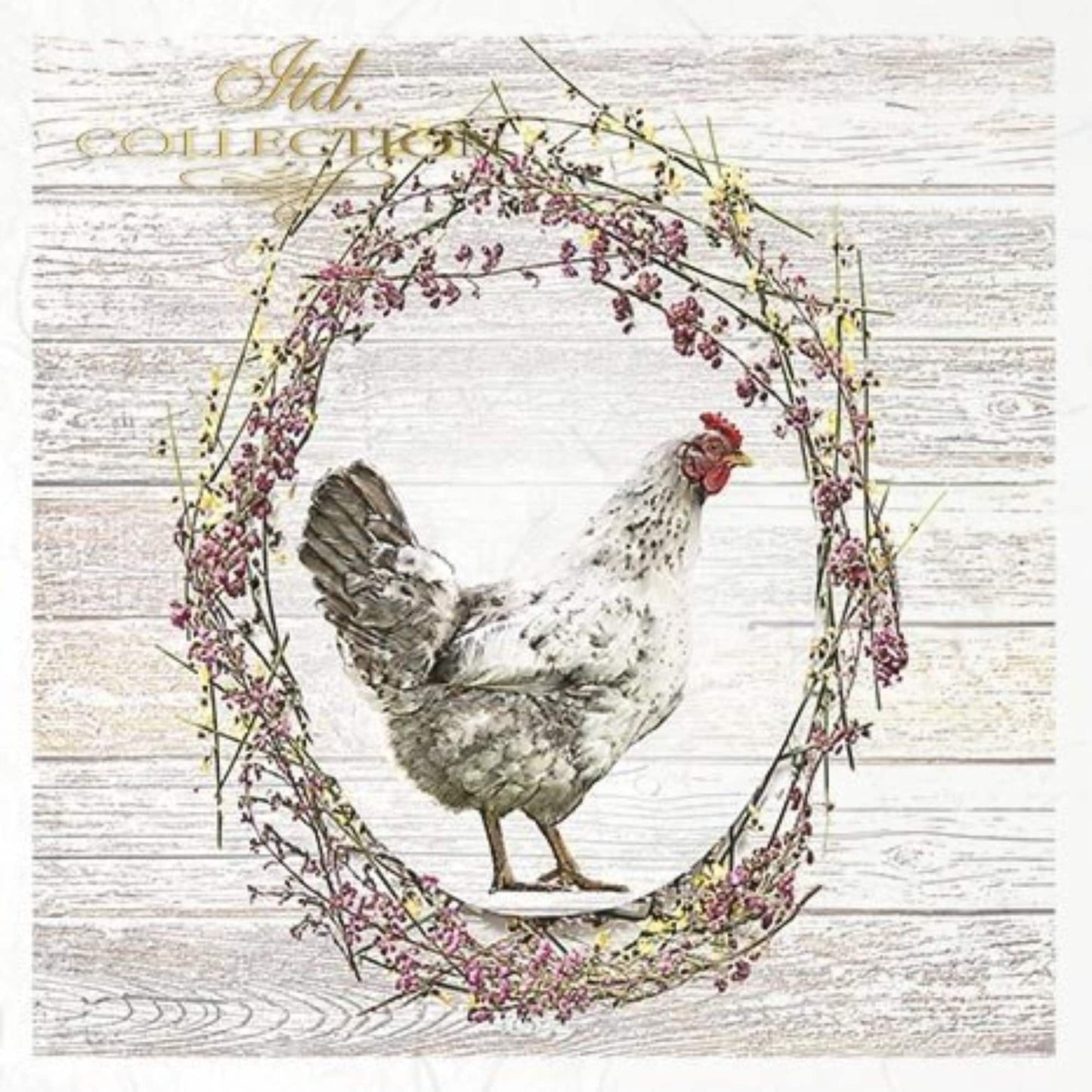 ITD Collection Rice Paper Mini Set for Decoupage RSM056, 6 sheets of rice paper 14,8x14,8 cm, hens and roosters, Wreaths, Farm Animals