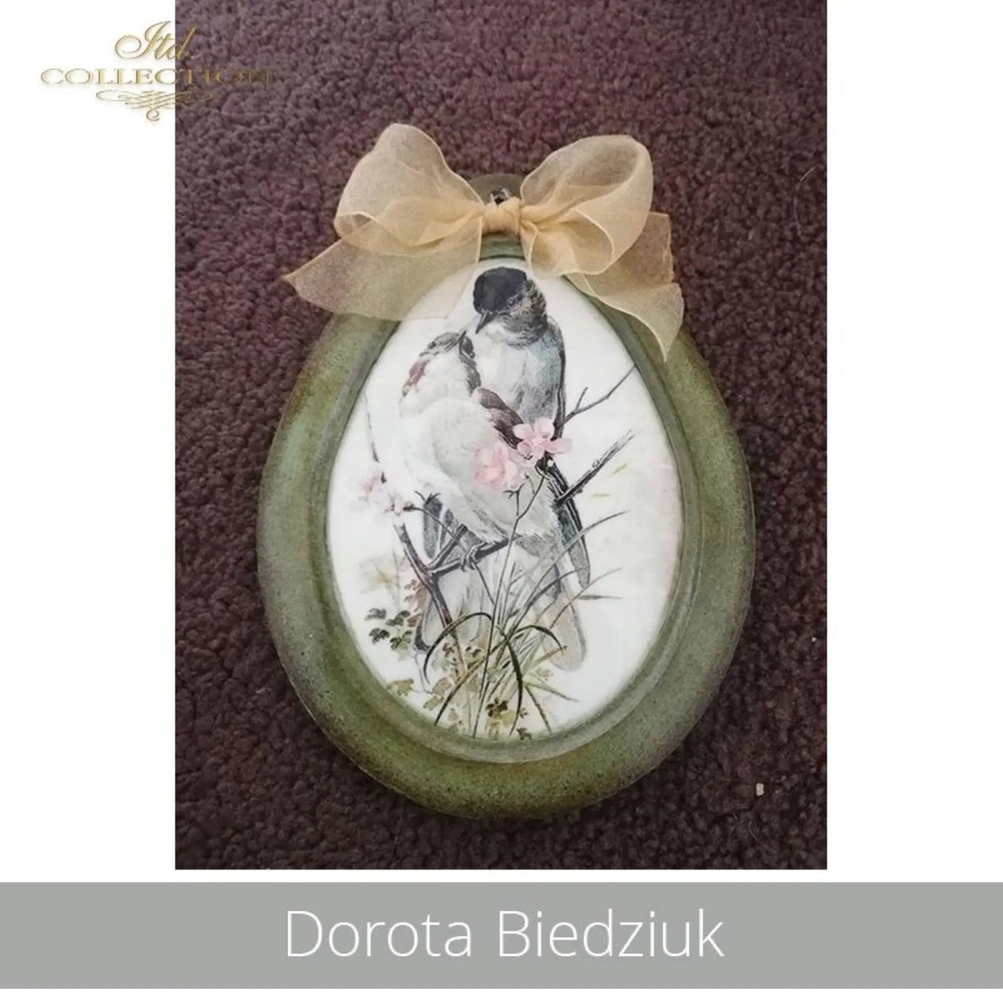 ITD Collection Rice Paper for Decoupage R1174, Size A4 - 210x297 mm, 8.27x11.7 inch, birds, flowers, lilacs, love birds ITD Collection
