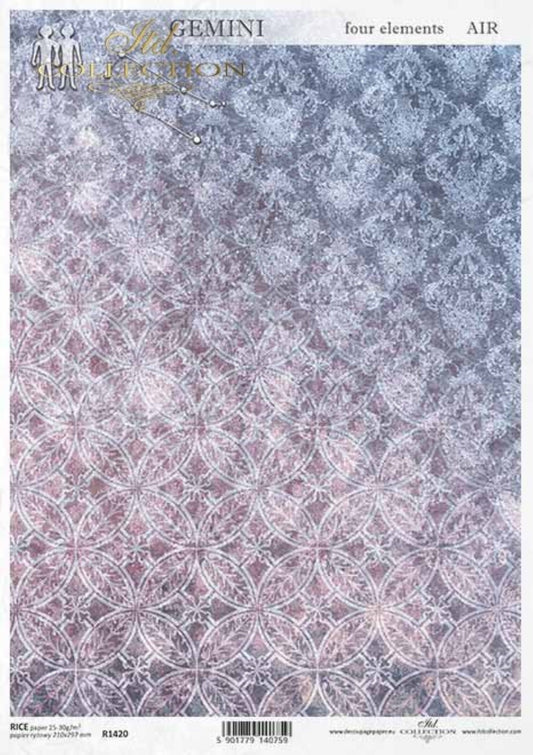 ITD Collection Rice Paper for Decoupage R1420, Size A4 - 210x297 mm, 8.27x11. inch constellation, zodiac, four elements, Air Gemini, purple