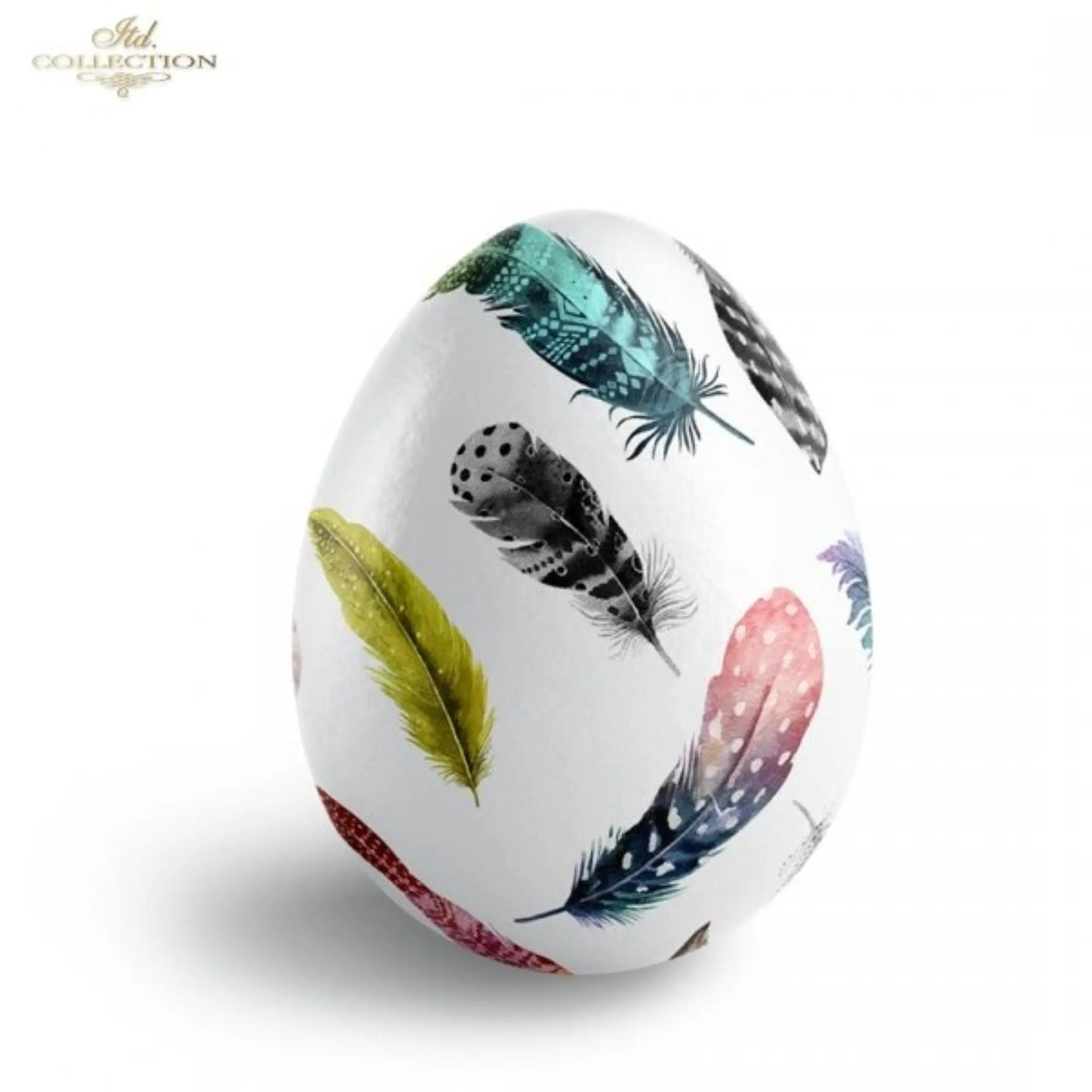 ITD Collection Rice Paper for Decoupage R1549 Size A4 - 210x297 mm, 8.27x11.7 inch, small, large colorful bird feathers, multicolor feathers ITD Collection