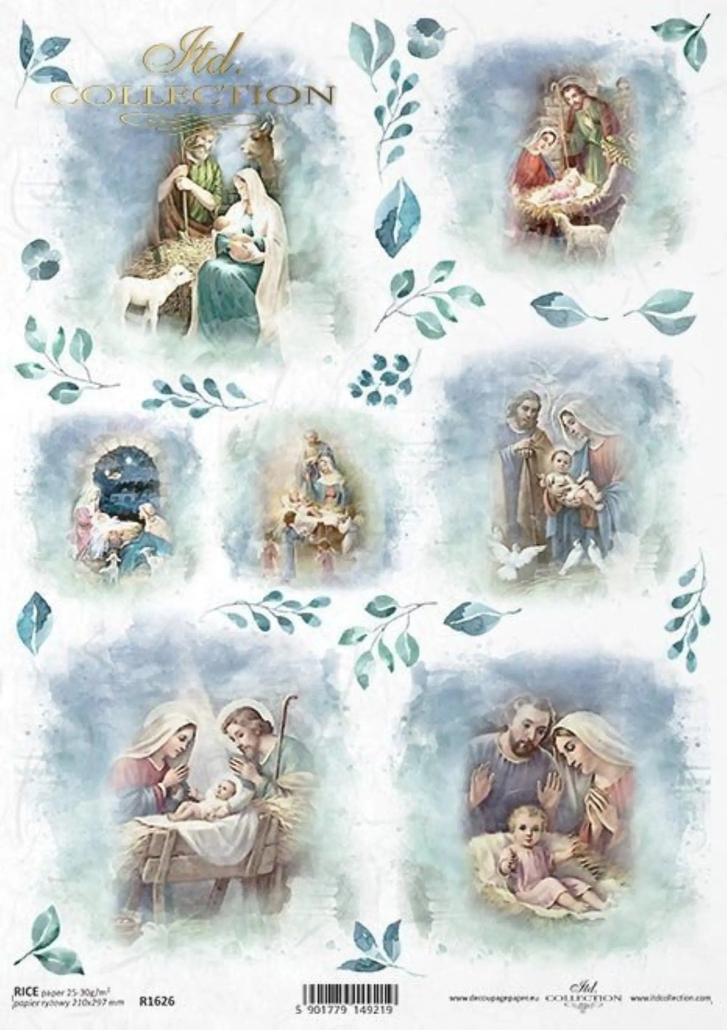 ITD Collection Rice Paper for Decoupage R1626 Size A4 - 210x297 mm, 8.27x11.7 inch Christmas, manger, birth of Jesus, Nativity, Bethlehem ITD Collection