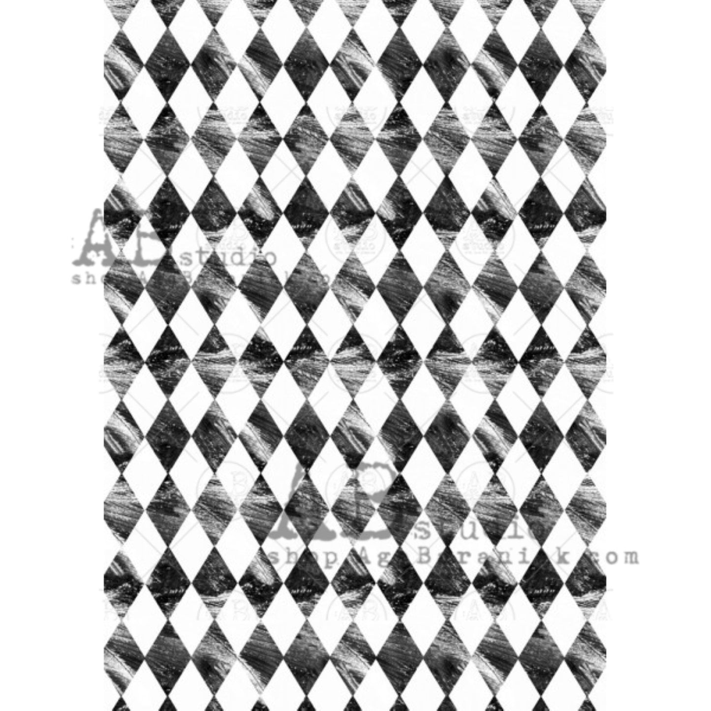 AB Studio Black White Diamonds 0258 Size: A4 - 8.27 X 11.69 inches Rice Paper for Decoupage Imported from Poland