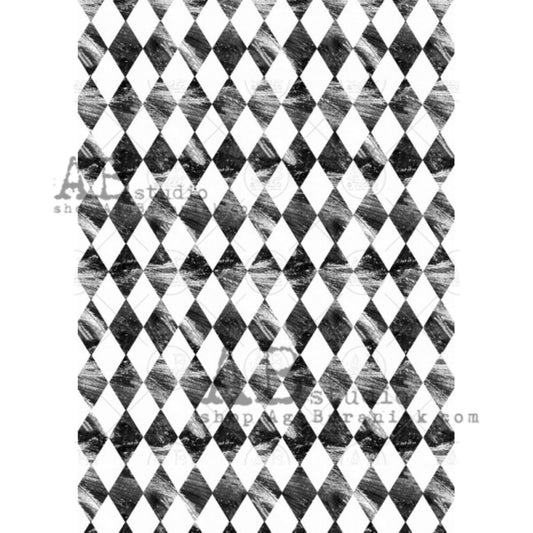 AB Studio Black White Diamonds 0258 Size: A4 - 8.27 X 11.69 inches Rice Paper for Decoupage Imported from Poland
