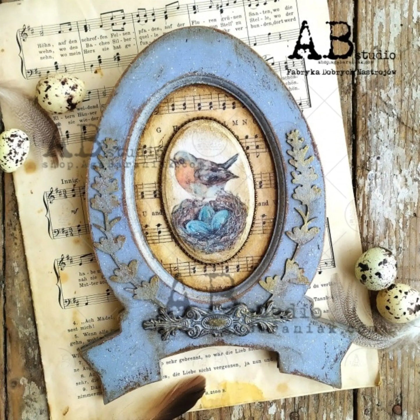 AB Studio Shabby Chic, birds, nests, spring, eggs, 0560 Size: A4 - 8.27 X 11.69 inches Rice Paper for Decoupage Imported from Poland AB Studio