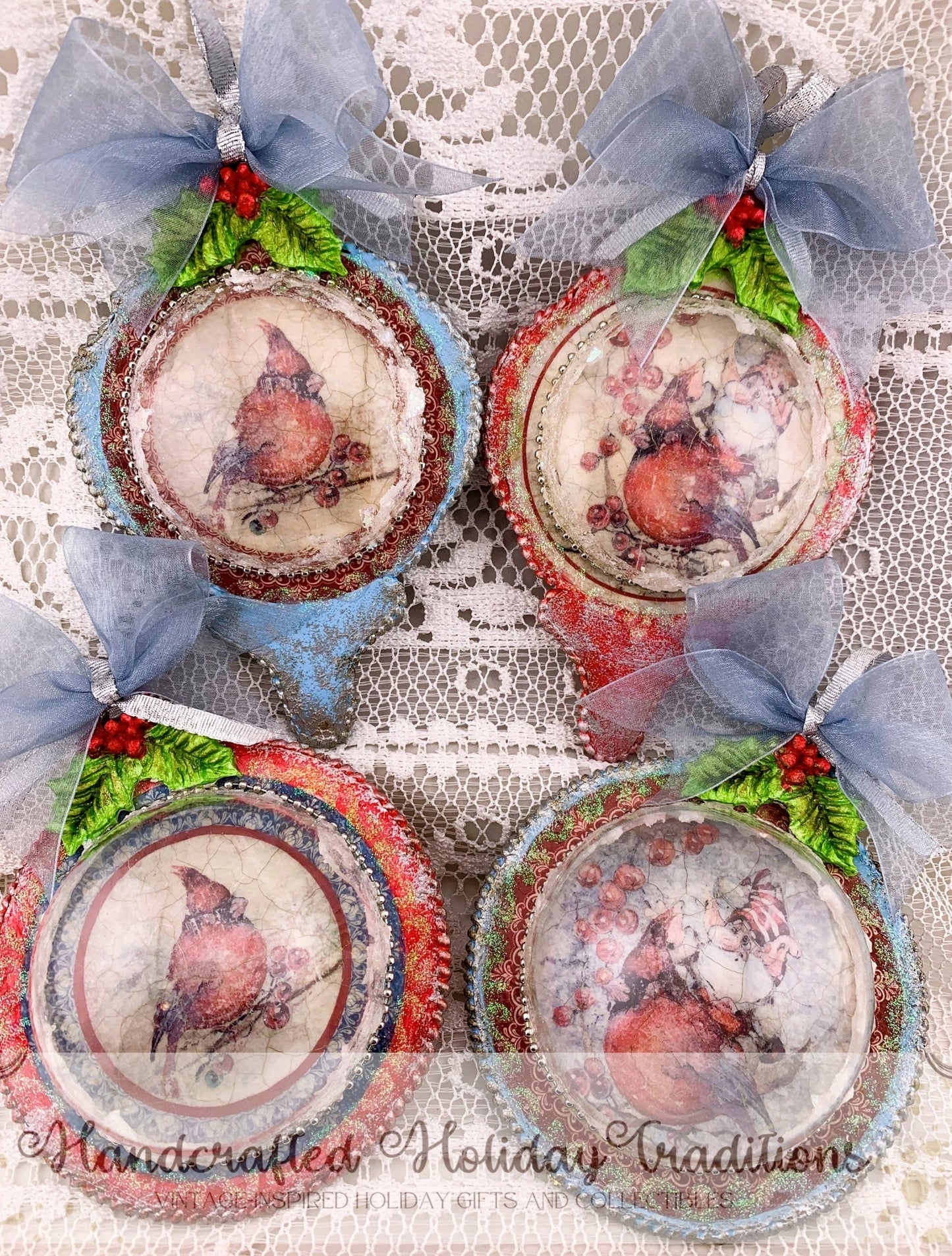 AB Studios Rice Paper Winter Cardinals Christmas Rice Paper A4 0965 8.27 X 11.69 inches Rice Paper for Decoupage Imported from Poland