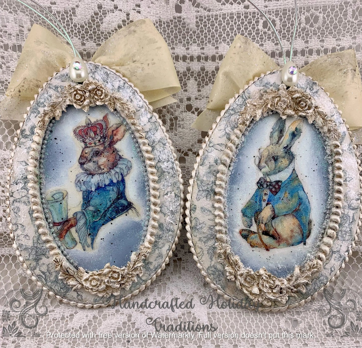 Laser Cut MDF Wood Base Easter Egg Blank Base Ornament with Frame, Center Oval, 3 pc for Decoupage, Mixed Media, 6 x 4 in, 1/8 in Handcrafted Holiday Traditions