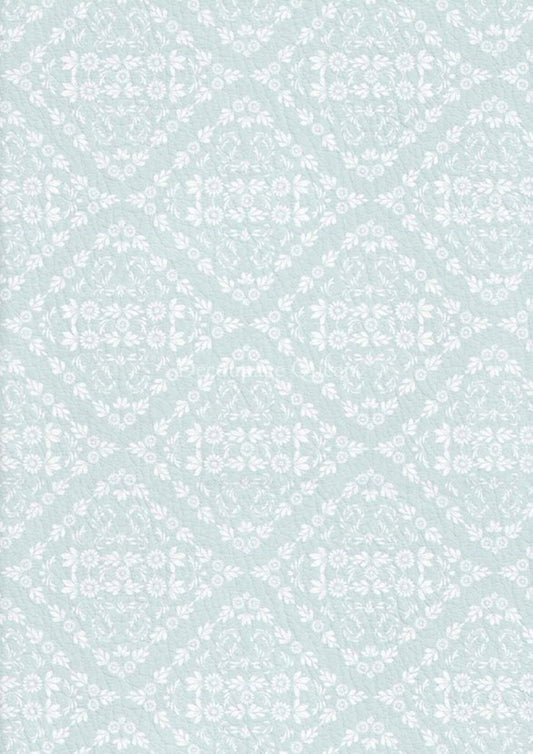 Decoupage Queen, Quilted Background, Blue Vintage Wallpaper, DQRP 0432, A4 Size: A4 - 8.3" X 11.7" Rice Paper, 2023 Spring Release