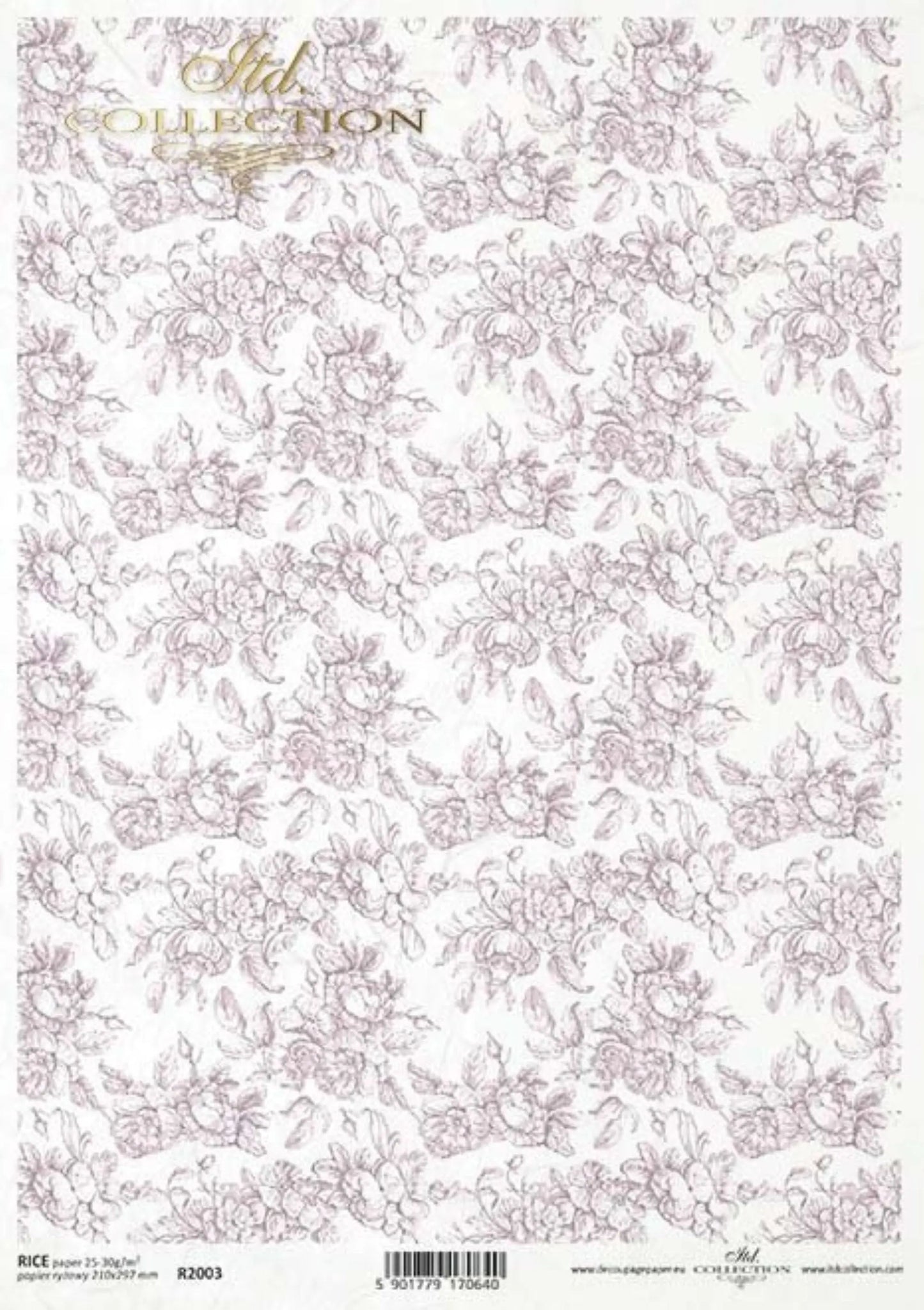 ITD Collection Rice Paper for Decoupage R2003, Size A4 - 210x297 mm, 8.27x11.7 inch, Shabby Chic, background, wallpaper, pastel pink roses ITD Collection