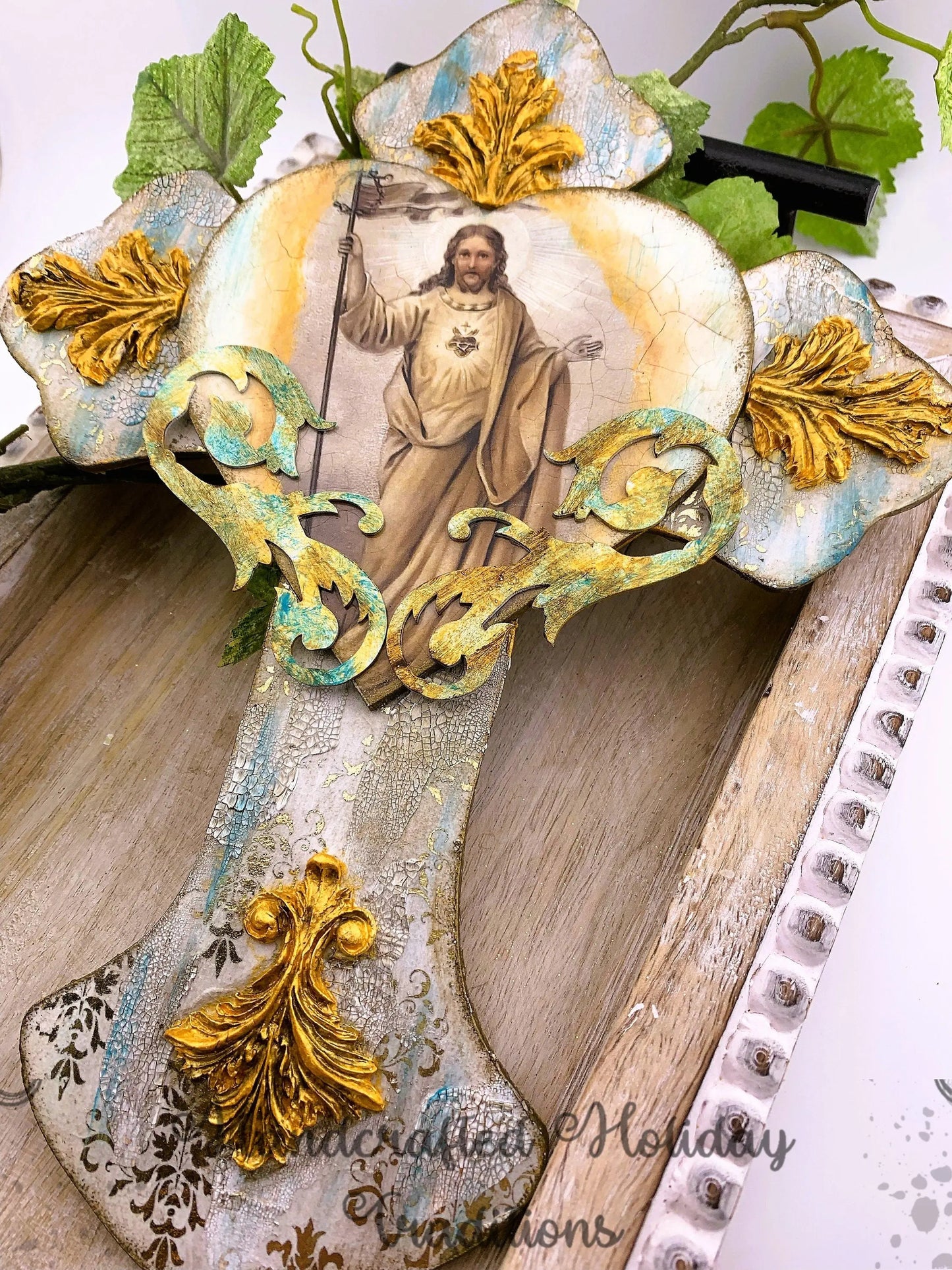 Laser Cut MDF, Memory, Cross, Blank, Base, Overlay Heart, Plaque, Decoupage, Mixed Media, Crafts, 11" x 8.75" Handcrafted Holiday Traditions