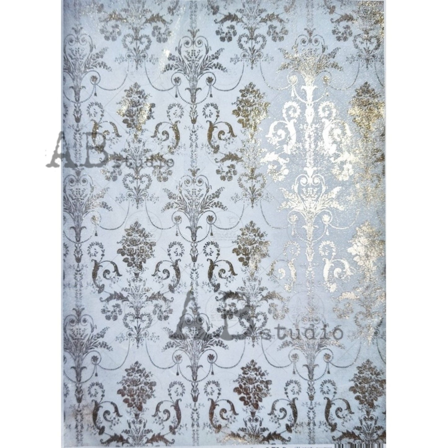 AB Studio Shabby Chic Vintage Style Gold Gilded Rice Paper for Decoupage, Wallpaper, Background, 1536, A4 8.27 X 11.69 Imported Poland