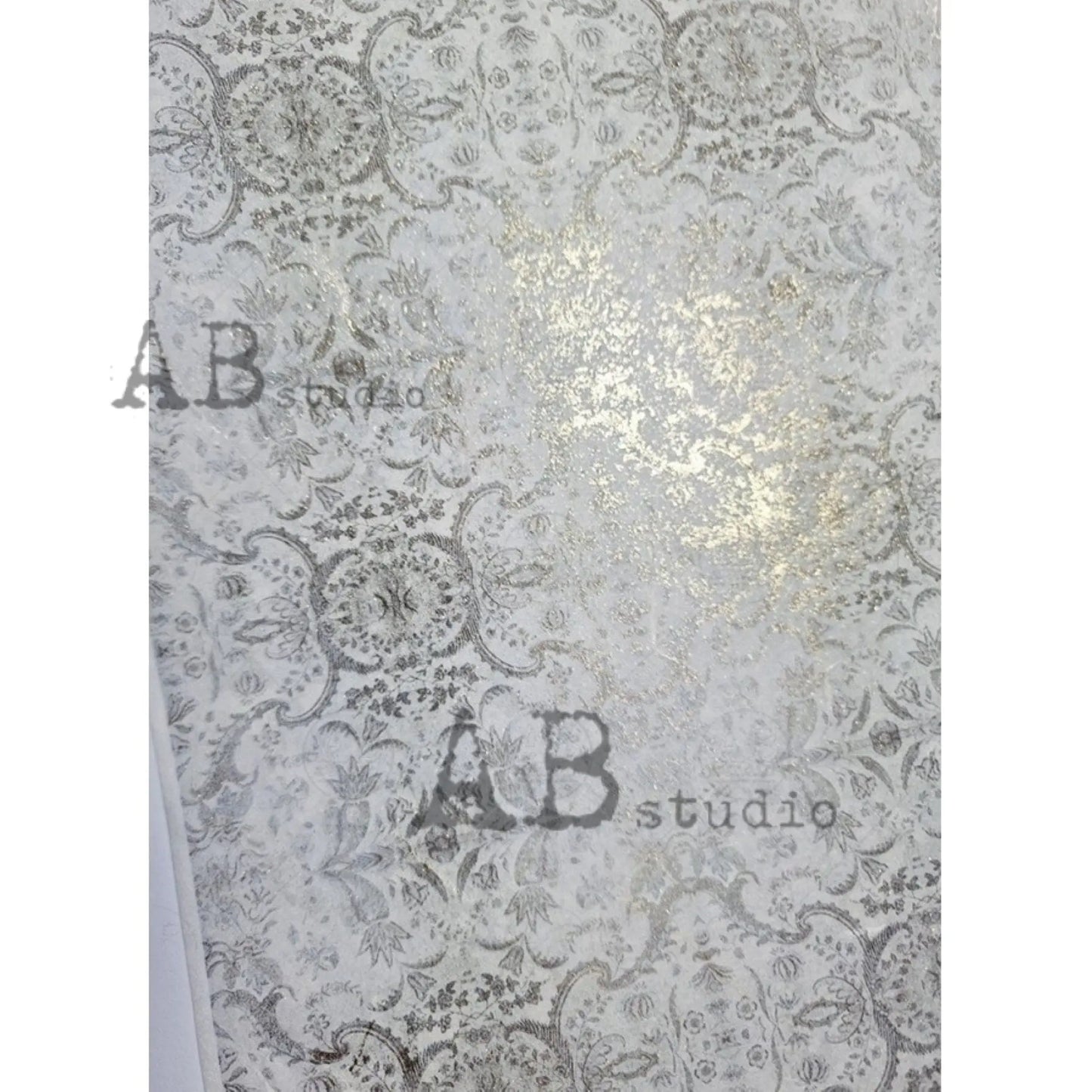 AB Studio Shabby Chic Vintage Style Gold Gilded Rice Paper for Decoupage, Wallpaper, Background, 1517, A4 8.27 X 11.69 Imported Poland AB Studio