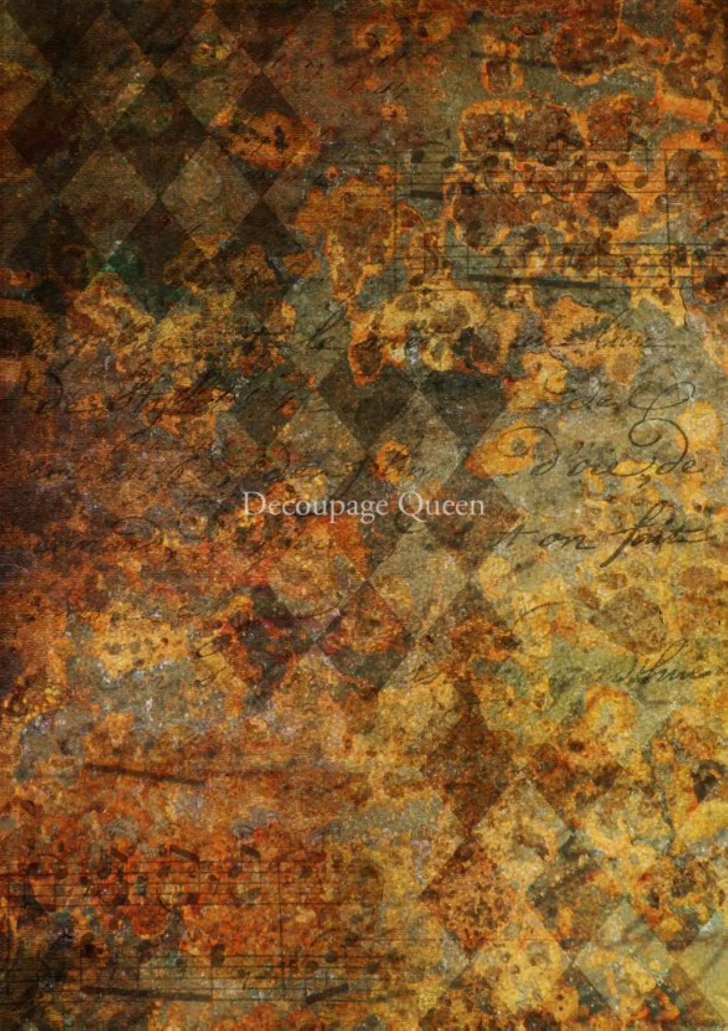 Decoupage Queen Hobbilicious Rusty Diamonds, DQRP 0393 A4 Size: A4 - 8.3" X 11.7" Rice Paper, Background, Wallpaper Decoupage Queen
