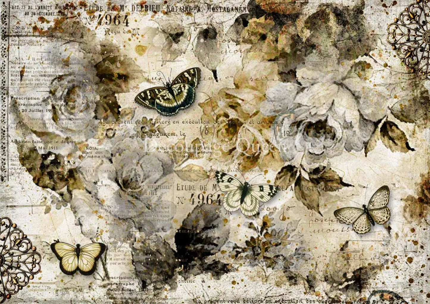 Decoupage Queen First Bloom, DQRP 0409, A4 Size: A4 - 8.3" X 11.7" Rice Paper, Flowers, 2023 Spring Release Decoupage Queen