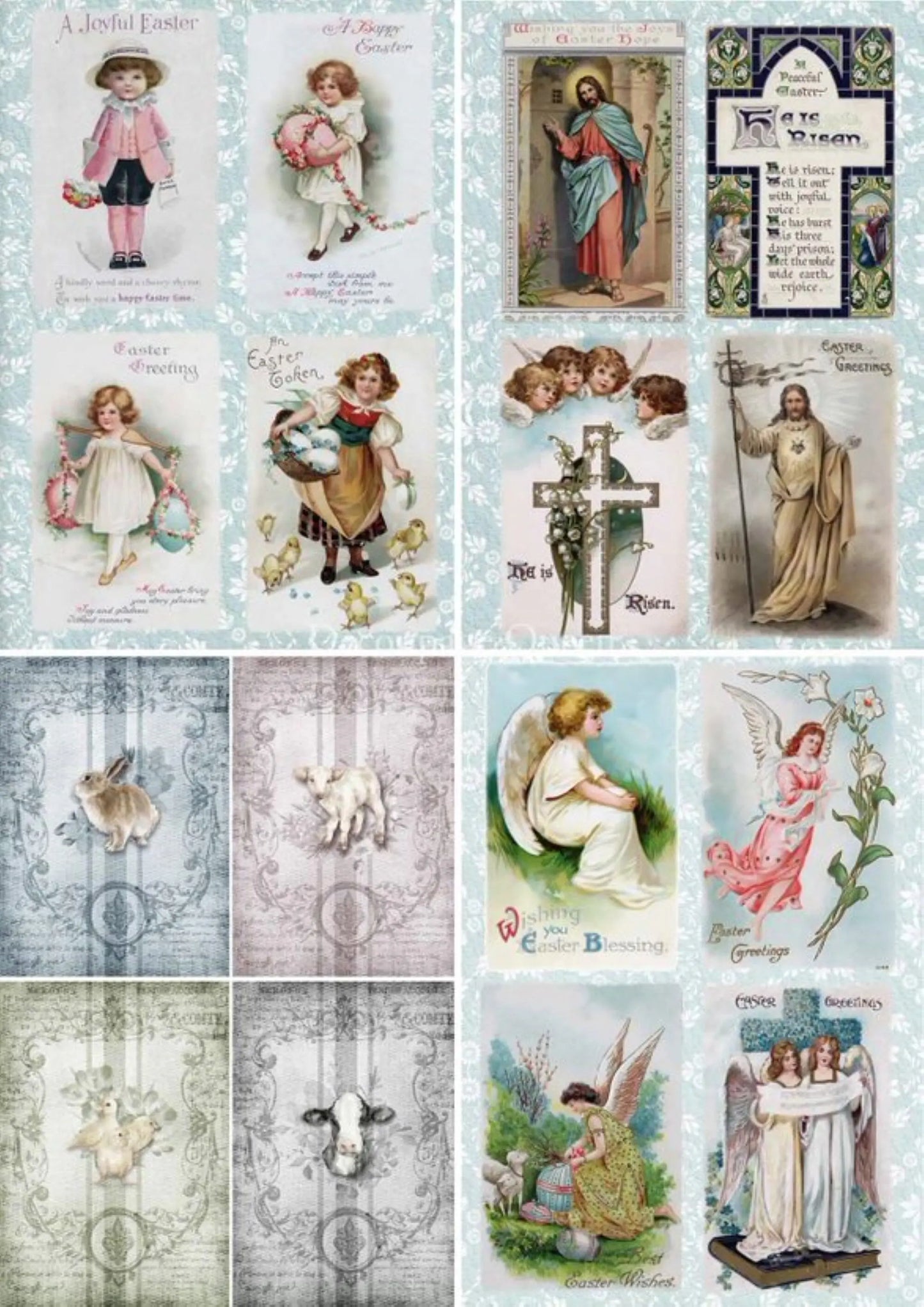 Decoupage Queen, Easter Minis, DQRP 0431, A4 Size: A4 - 8.3" X 11.7" Rice Paper, 2023 Spring Release Decoupage Queen