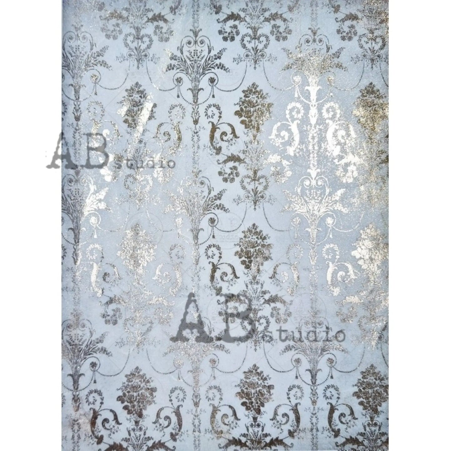 AB Studio Shabby Chic Vintage Style Gold Gilded Rice Paper for Decoupage, Wallpaper, Background, 1536, A4 8.27 X 11.69 Imported Poland AB Studio