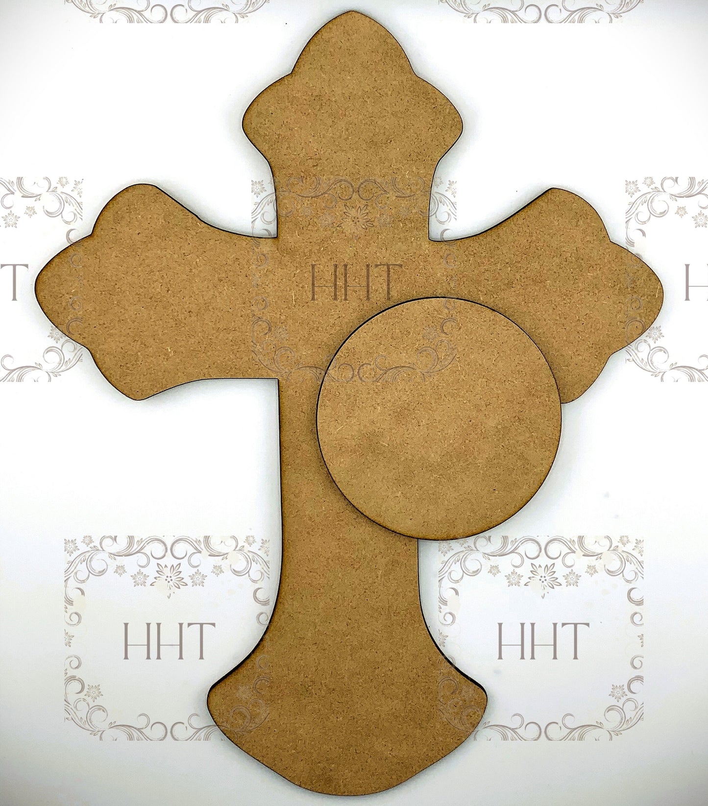 Laser Cut MDF, Cross, Blank, Base, Circle overlay, Plaque 2 pc, Decoupage, Mixed Media, 30cm x 24cm, 12 x 9.5 inches, 1/8 inch, 3mm thick