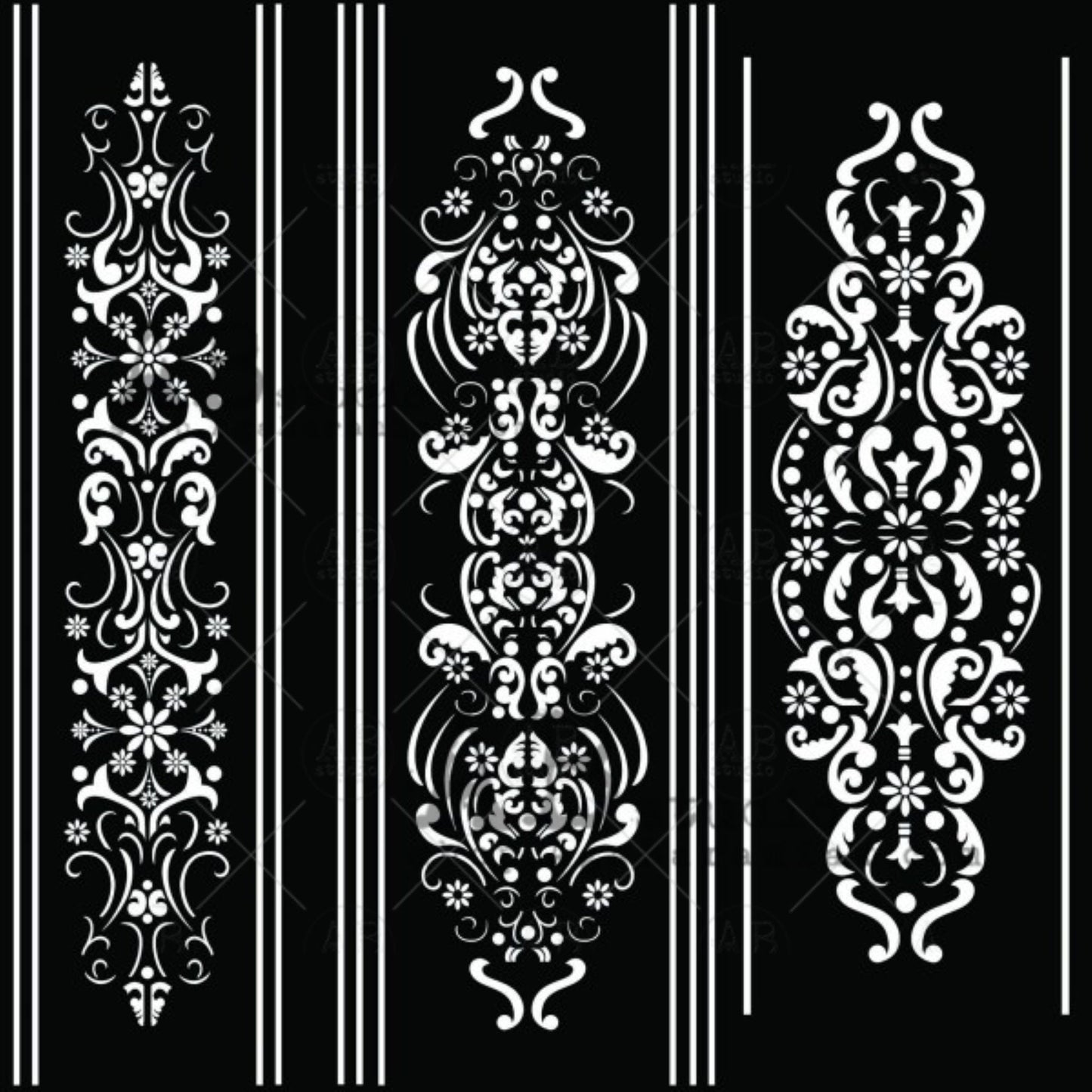 AB Studio Laser Cut Stencil ID-386, 20x20 cm, Vintage trim, decor, Borders