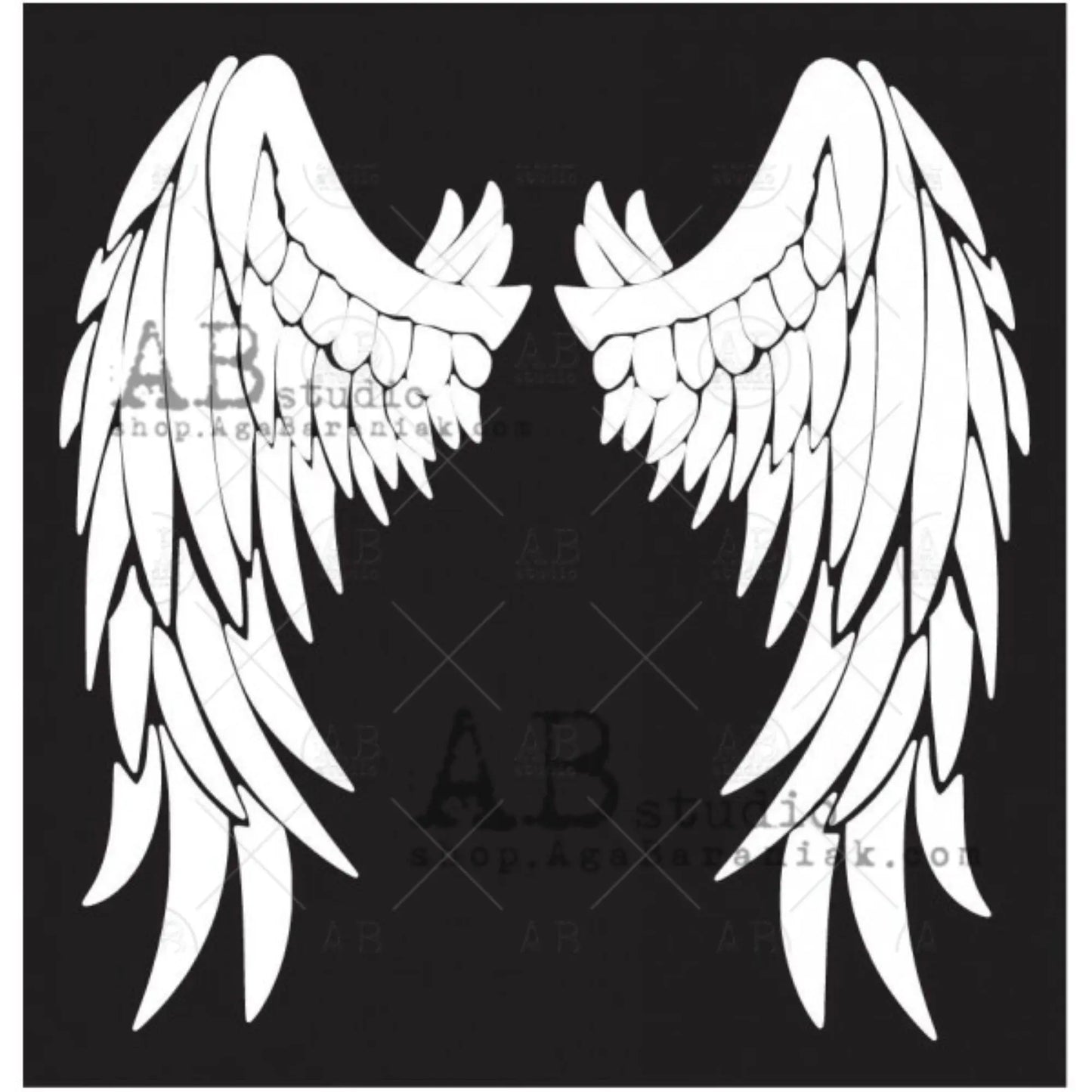 AB Studio Laser Cut Stencil ID-322, 10x24 cm, Angel Wings AB Studio
