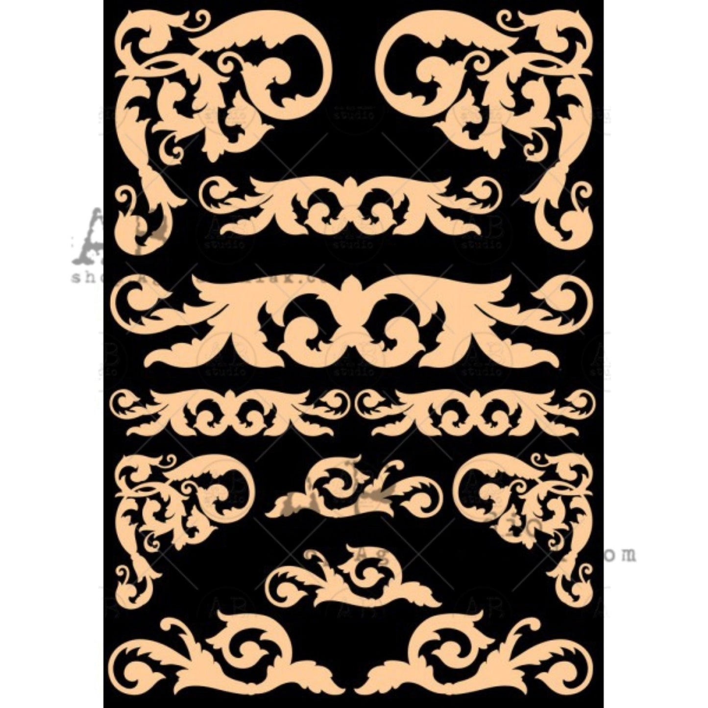 AB Studio Laser Cut Chipboard 1/16" thick, Mixed media A4 ID-282, Flourishes, Trims, 12-piece set, varying sizes
