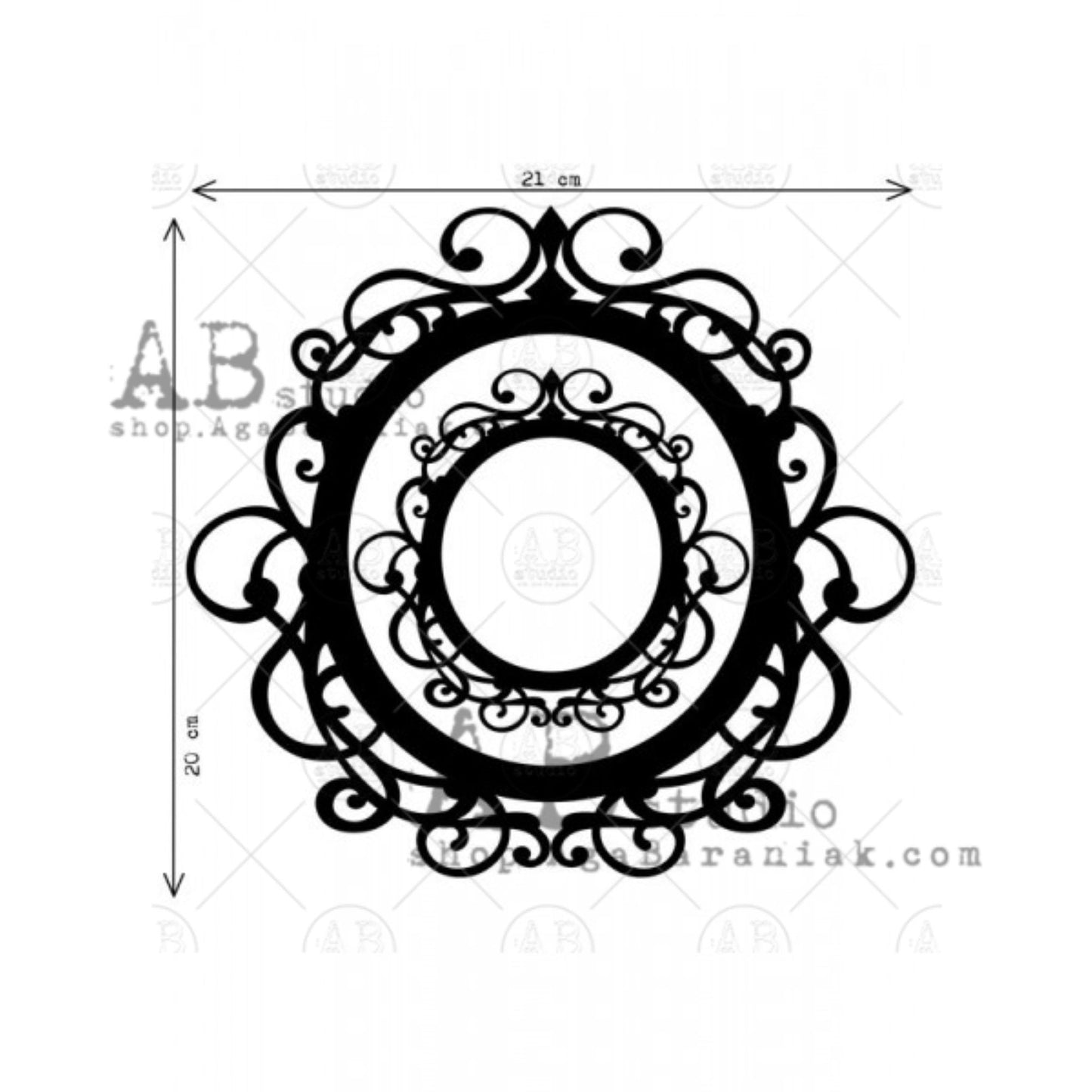 AB Studio Laser Cut Chipboard 1/16" thick, Mixed media, Round, Vintage Frames, ID-50, 2 piece, 21x20 cm