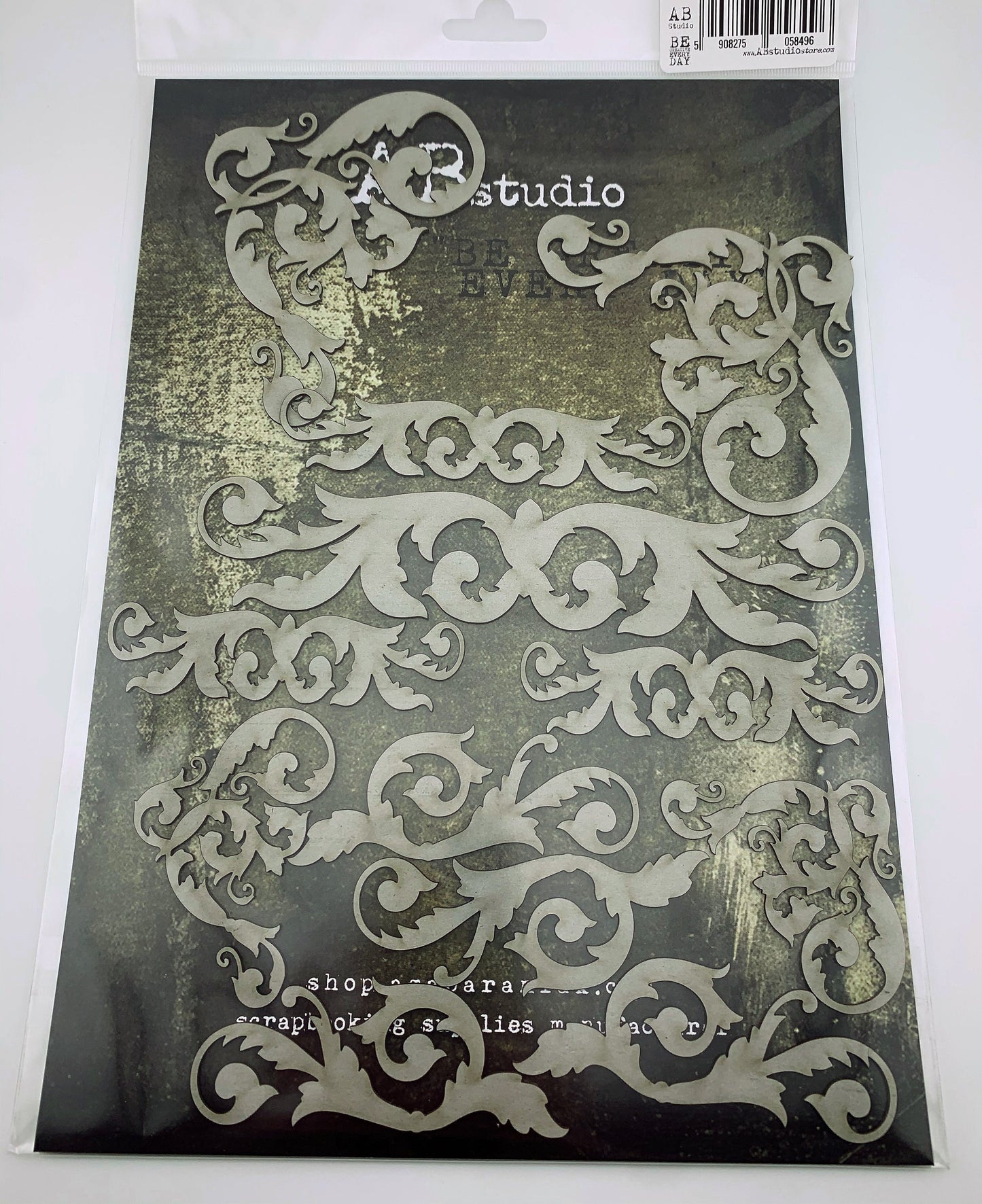 AB Studio Laser Cut Chipboard 1/16" thick, Mixed media A4 ID-282, Flourishes, Trims, 12-piece set, varying sizes