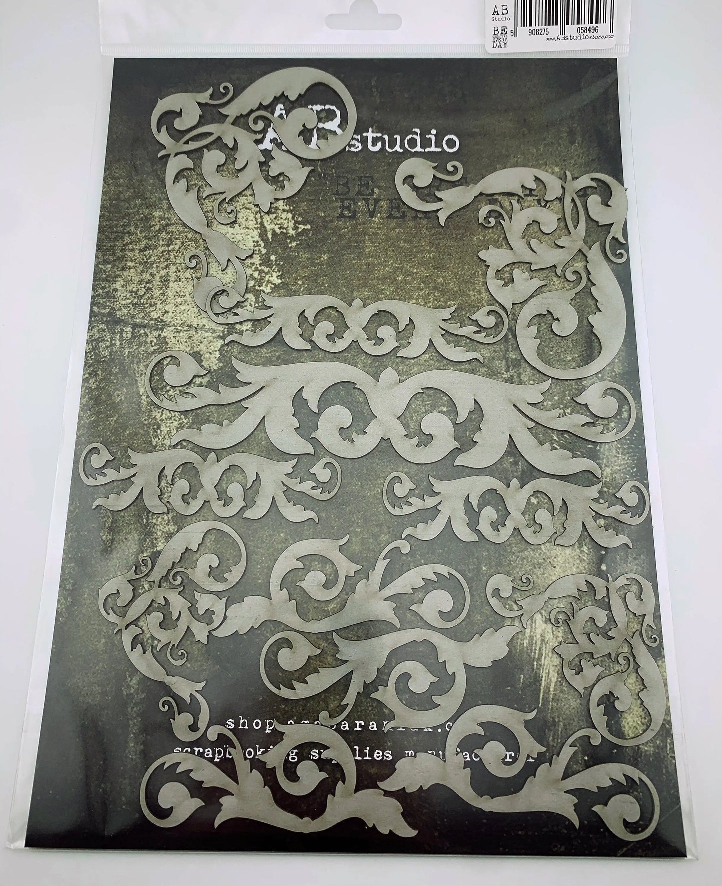 AB Studio Laser Cut Chipboard 1/16" thick, Mixed media A4 ID-282, Flourishes, Trims, 12-piece set, varying sizes AB Studio