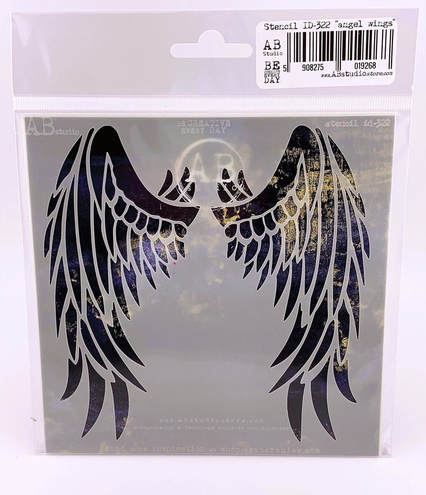 AB Studio Laser Cut Stencil ID-322, 10x24 cm, Angel Wings