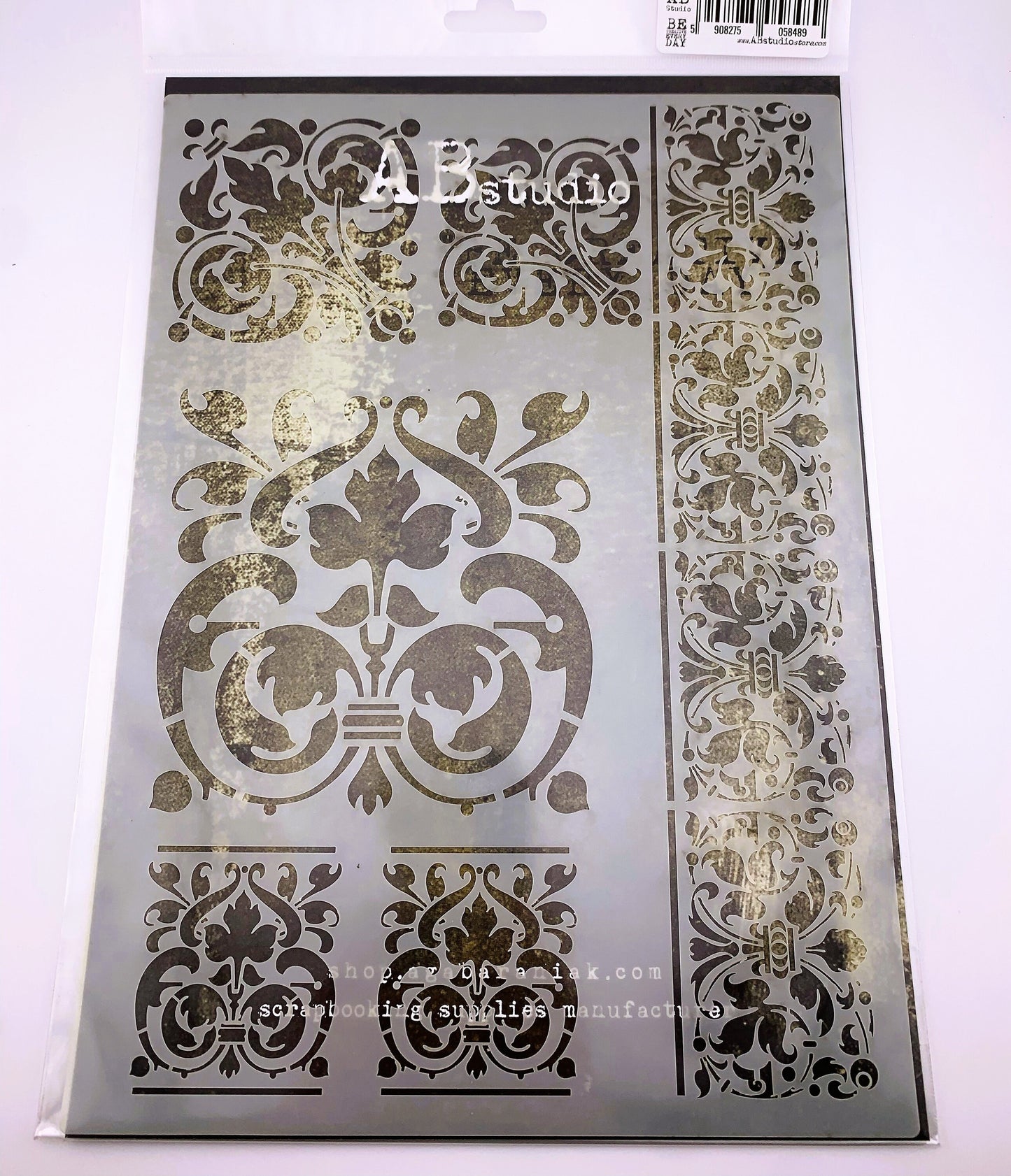 AB Studio Laser Cut Stencil ID-381, 20x20 cm, Vintage, Ornaments, Squares