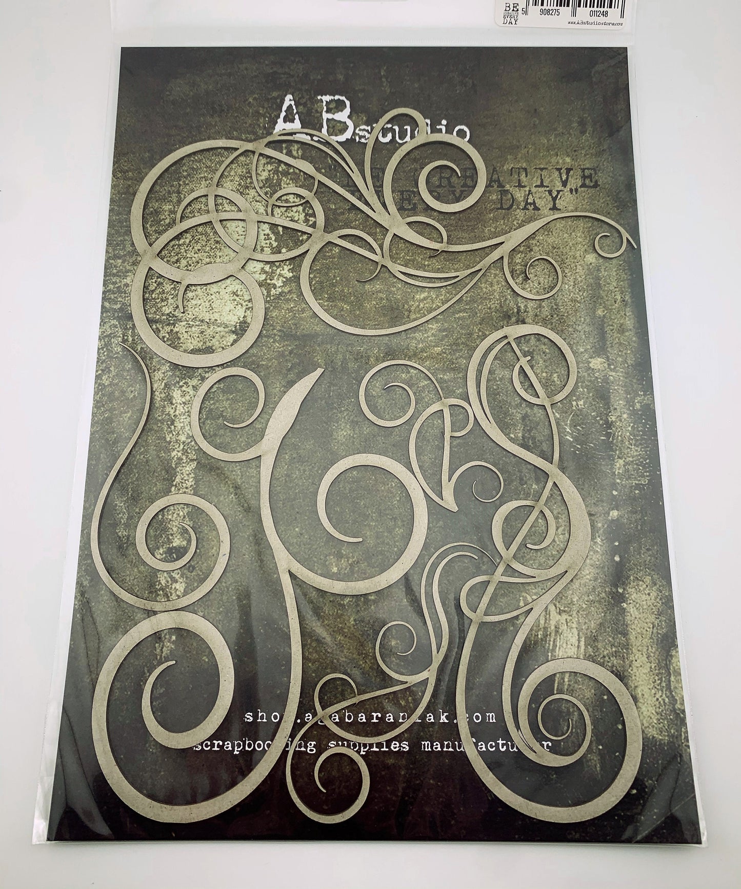 AB Studio Laser Cut HDF Chipboard 1/16" thick, Mixed media A4 ID-257, Flourishes, 6-piece set, 8 x 4 - 2.5 x 2 inches