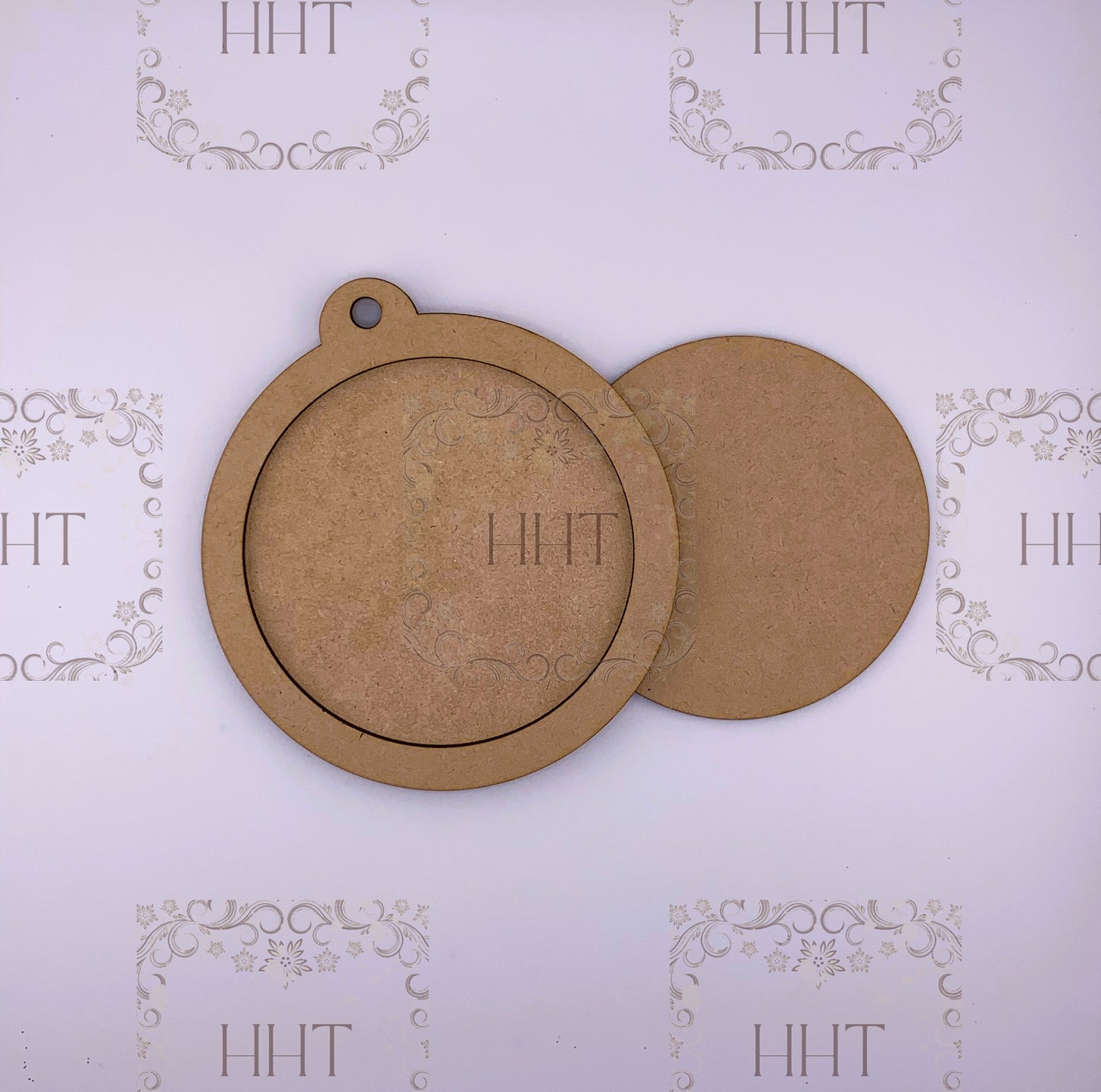 Laser Cut MDF, Christmas, Ornament, Circle, Base, Blank, Frame Overlay 3-piece, Decoupage, Mixed Media, Crafts, 5 diameter, 1/8 inch