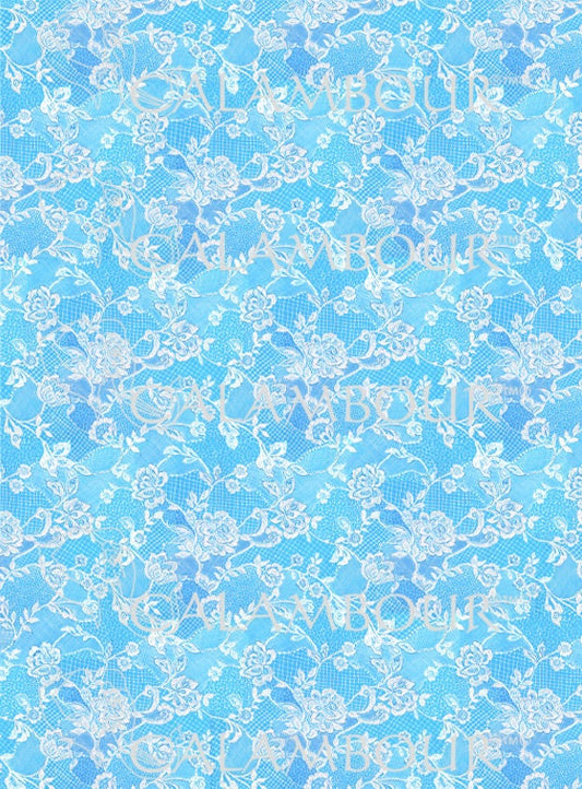 Calambour Design, Blue Collection, Shabby Chic, Lace, Background, Wallpaper, Ornamental, TCR79, Rice Paper Decoupage 32 x 45 cm 12.5 x 17 in