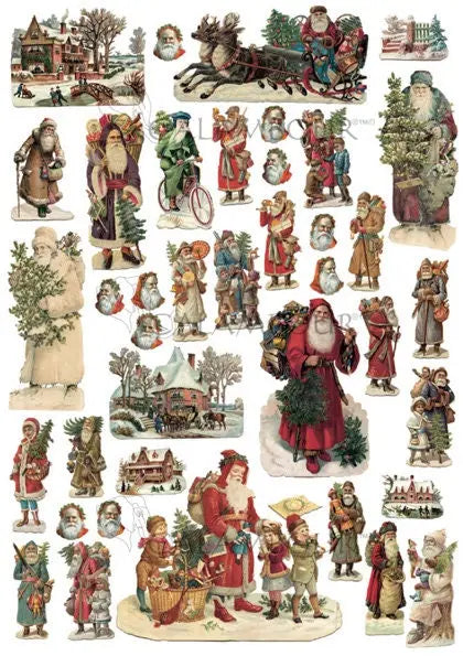 Calambour Design, Angioletti, Christmas, Santa, Santa Claus, Cutouts, Holiday, EASY-196, Decoupage Classic Paper, Acid Free, 27 x 19 inches Calambour