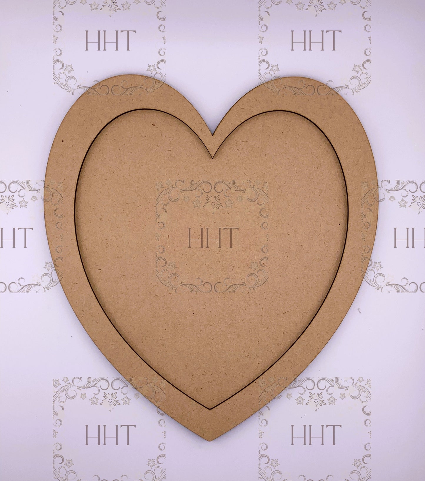 Laser Cut MDF, Framed, Large, Heart, Plaque, Panel, Frame, Overlay, Blank, Base, Craft, 2 pc, Decoupage, Mixed Media, 9 x 10 inch 1/8"