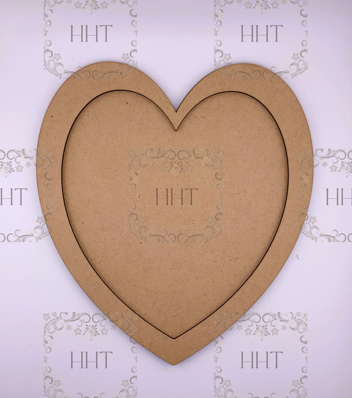 Laser Cut MDF, Framed, Large, Heart, Plaque, Panel, Frame, Overlay, Blank, Base, Craft, 2 pc, Decoupage, Mixed Media, 9 x 10 inch 1/8" Handcrafted Holiday Traditions