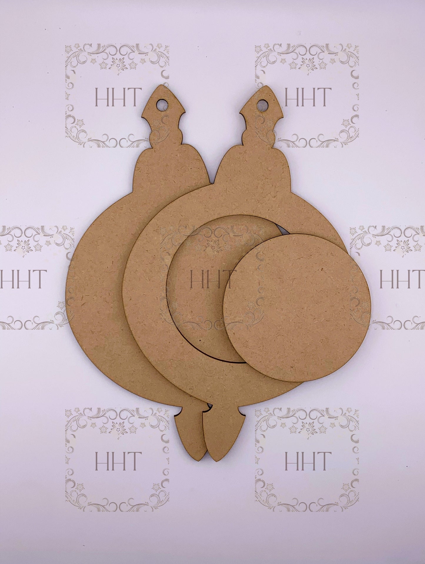 Laser Cut MDF, Vintage Style, Christmas, Pendant, Ornament, Base, Blank, Frame, 3-piece, Decoupage, Crafts, Mixed Media, 2 sizes, 1/8