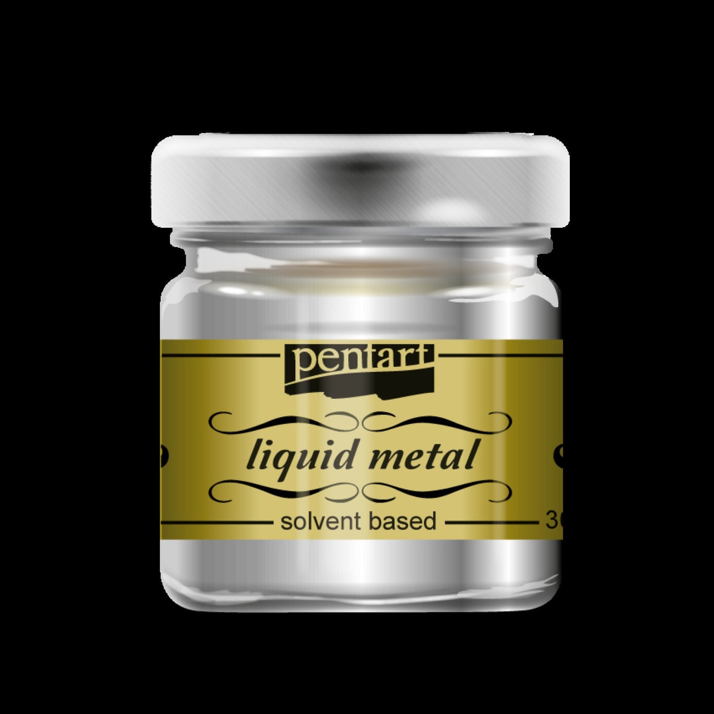 Pentart, Liquid Metal, Gold, Silver, Copper, Metallic, Shiny, 30 ml, paint, solvent based