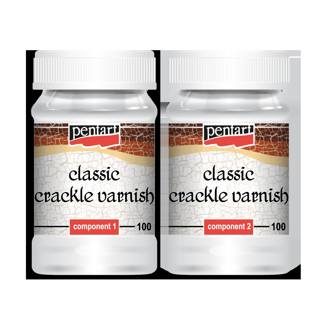 Pentart, Crackle Varnish Classic, 2 component set, Aged Effect, Distressed Appearance, Antique, Cracks