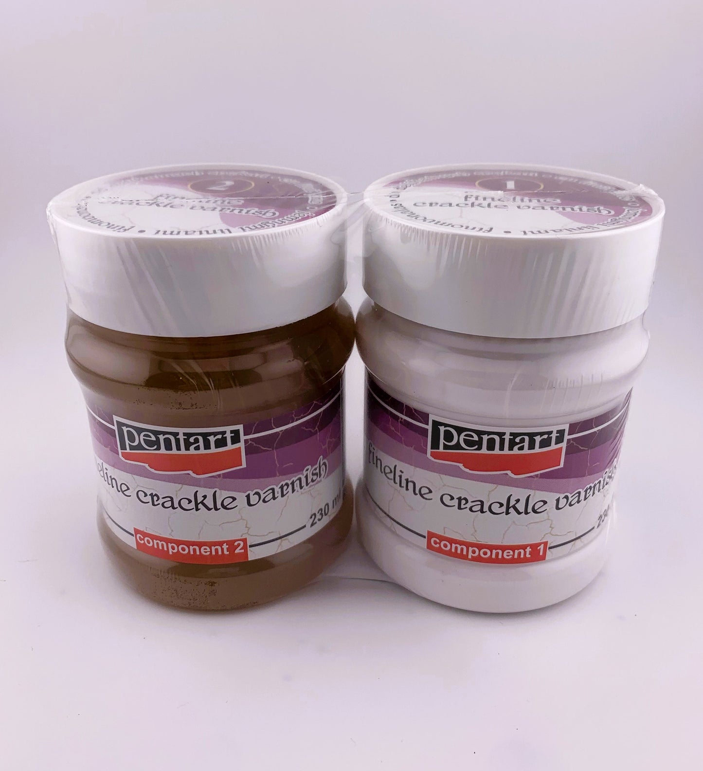 Pentart, Fineline Crackle Varnish, 2 component set, Crackle Medium, 2 Step for Fine line cracks, Aged Effect, Distressed, Antique Appearance