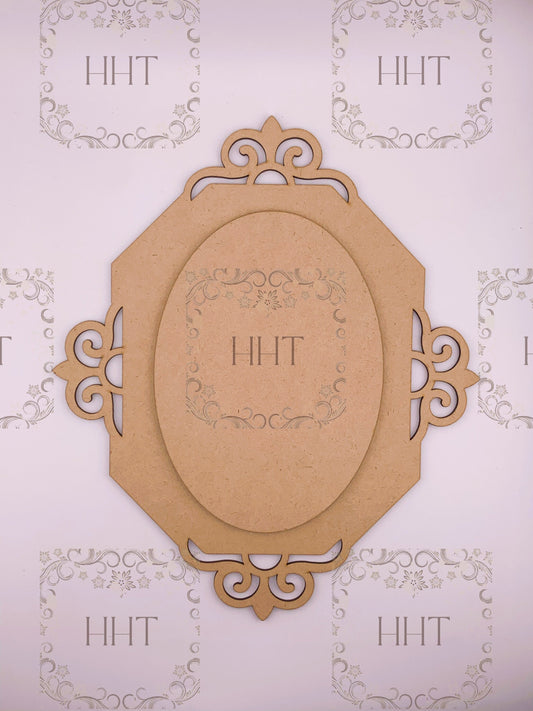 Laser Cut MDF, Vintage Style, Base, Blank, Overlay, Plaque, Panel, Wall Decor, 2 pc, Decoupage Crafts, Mixed Media,, 11 x 9.25 in, 1/8