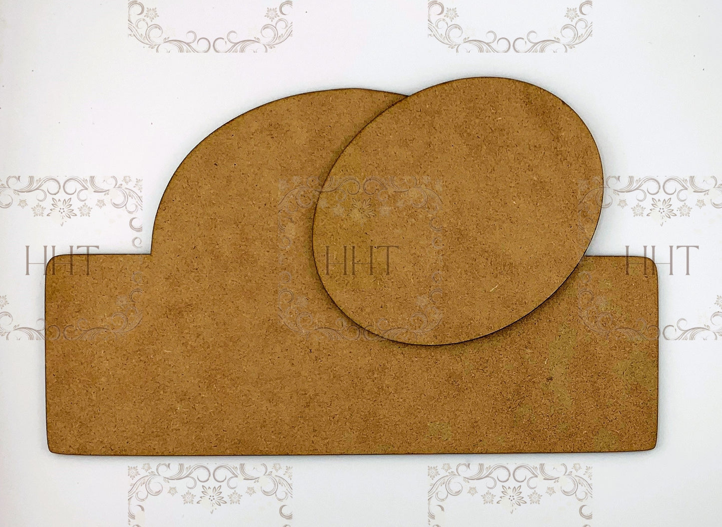 Laser Cut MDF Wood Base Blank, Overlay, Plaque, Panel, 2 piece, Mantle Clock Shape, Decoupage, Mixed Media, Craft, Crafts,, 10 x 6 , 1/8