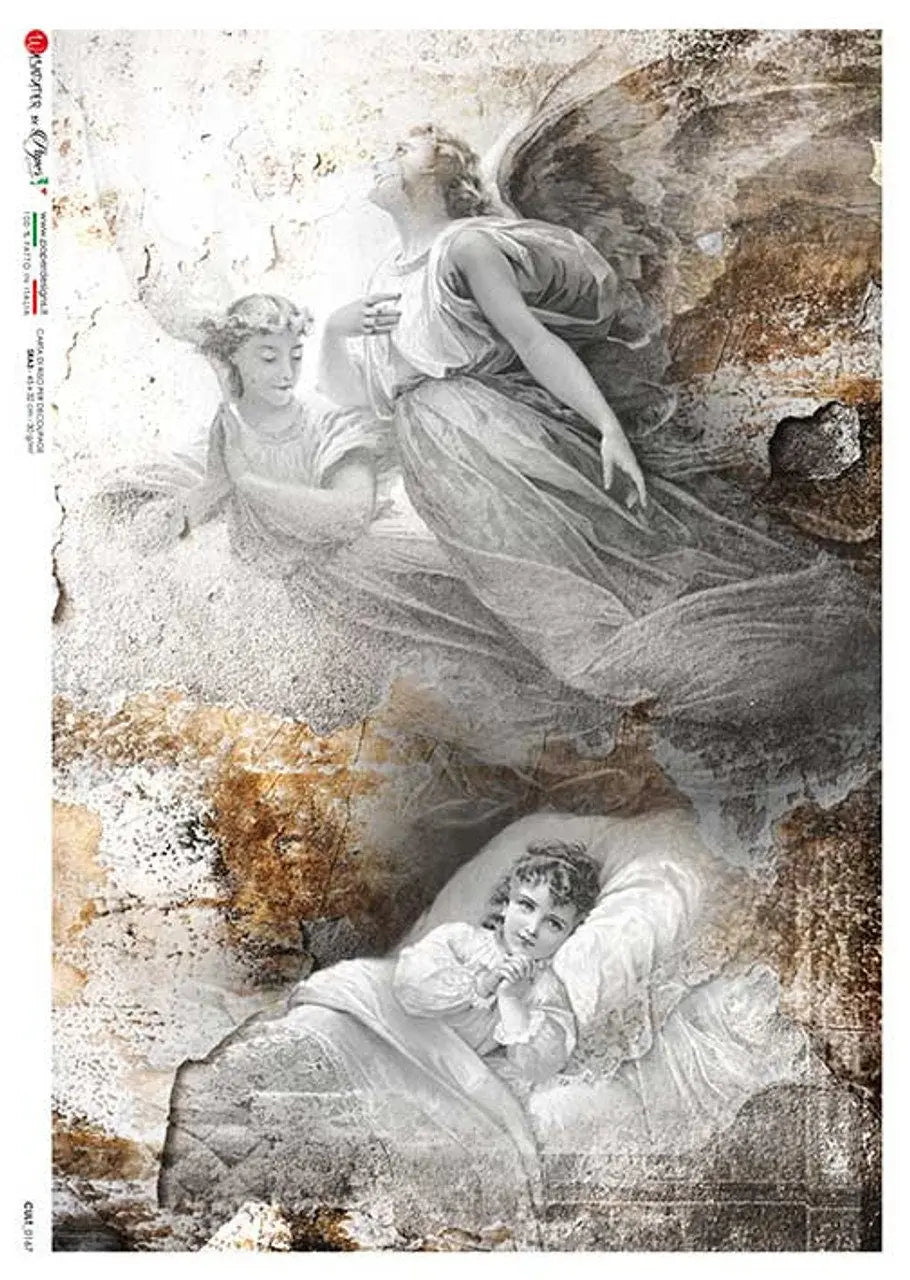 Paper Designs Culture 0124 Rice Paper, Decoupage, Celestial Angel 4, PD CULT-0167, A4 Designed in Italy Paper Designs