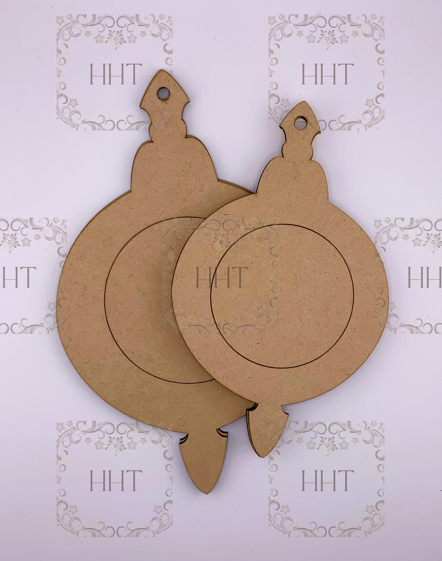 Laser Cut MDF, Vintage Style, Christmas, Pendant, Ornament, Base, Blank, Frame, 3-piece, Decoupage, Crafts, Mixed Media, 2 sizes, 1/8