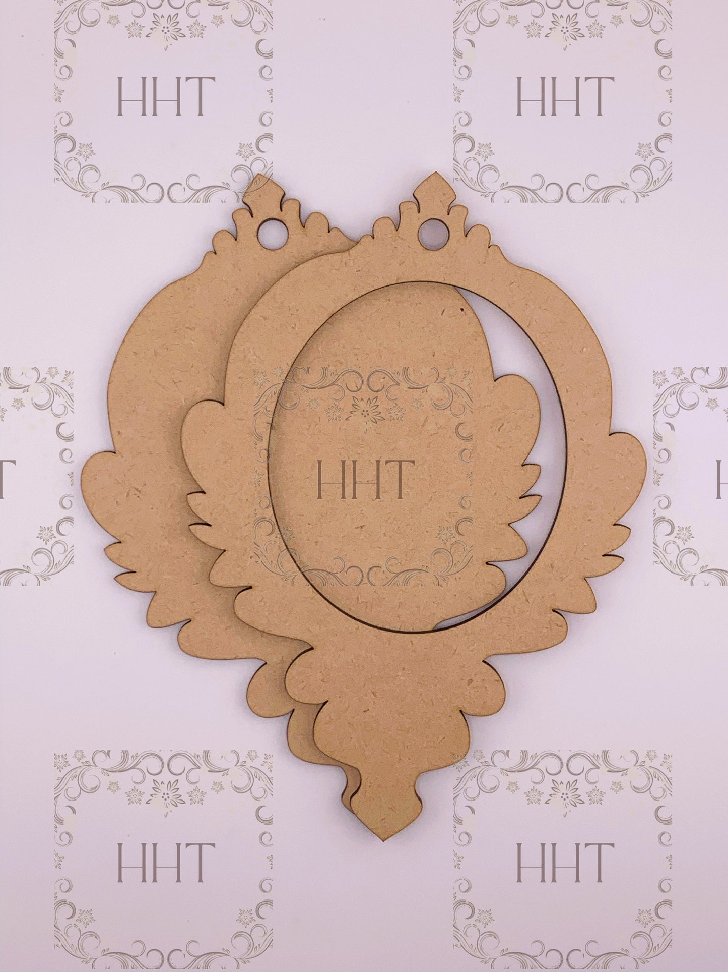 Laser Cut MDF Christmas Ornament Base Blank with Frame overlay 2 piece for Decoupage Mixed Media, Craft, Crafts, 7 x 5 , 1/8 , Crafts