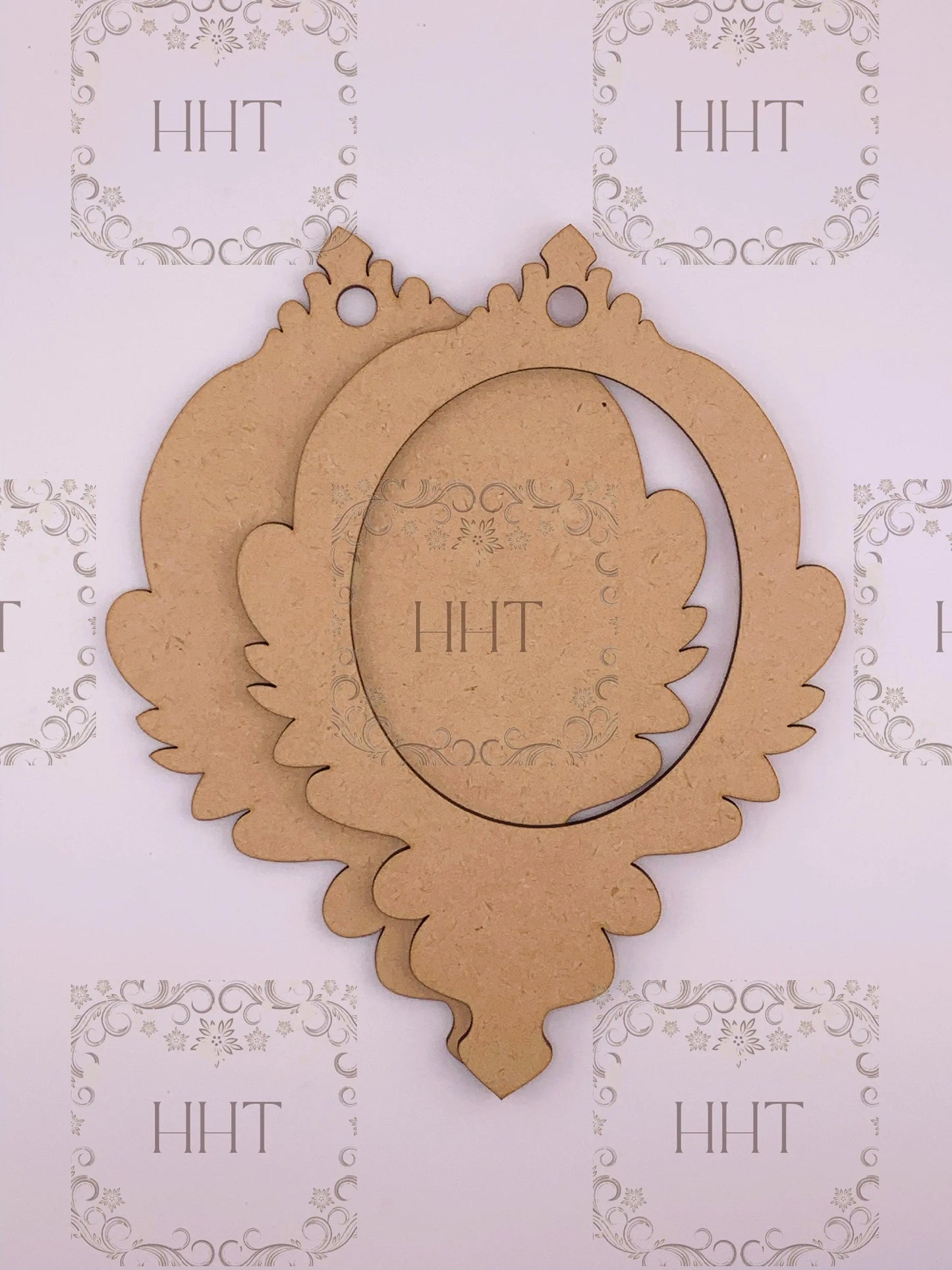 Laser Cut MDF Christmas Ornament Base Blank with Frame overlay 2 piece for Decoupage Mixed Media, Craft, Crafts, 7 x 5 , 1/8 , Crafts Handcrafted Holiday Traditions