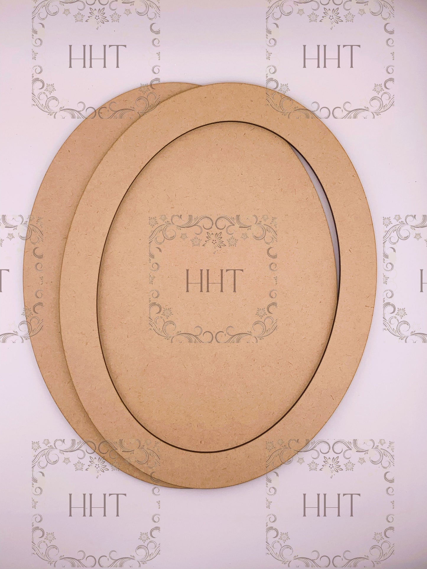 Laser Cut MDF, Wood, Large, Oval, Picture, Frame with Back, Blank, Base, 2 pc, Decoupage, Mixed Media, 8.5 x 11, 1/8 inch thick